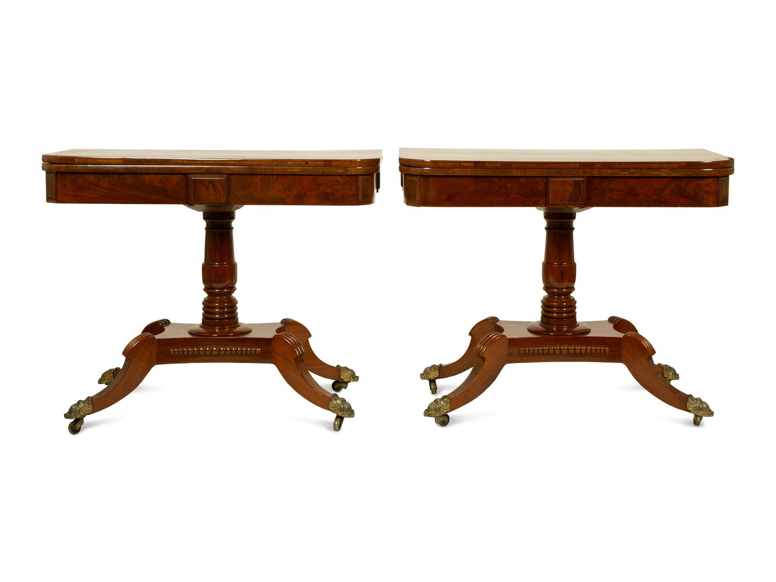 A Pair of Regency Flame Mahogany Flip-Top Games Tables (1 of 5)