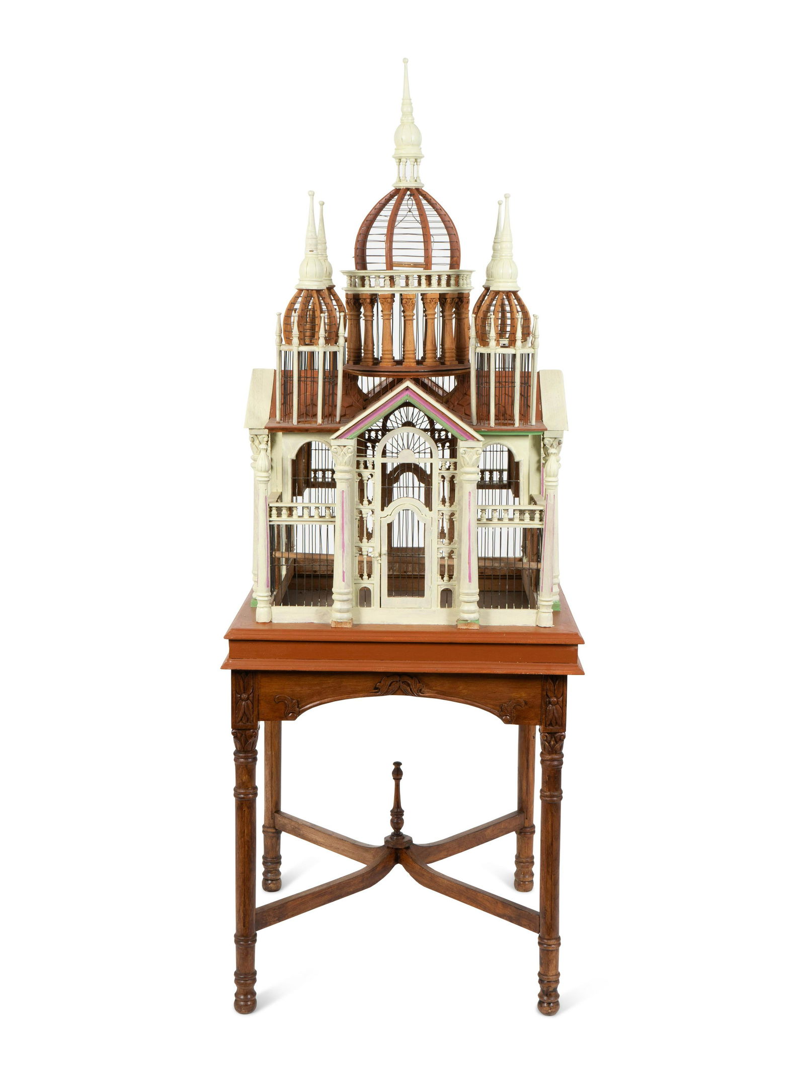 A White Painted Architectural Bird House on Stand (1 of 4)