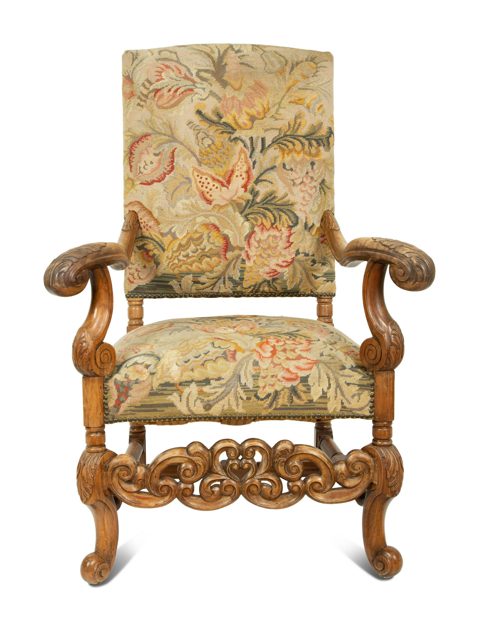 A Regence Style Carved Oak High Back Armchair with (1 of 4)