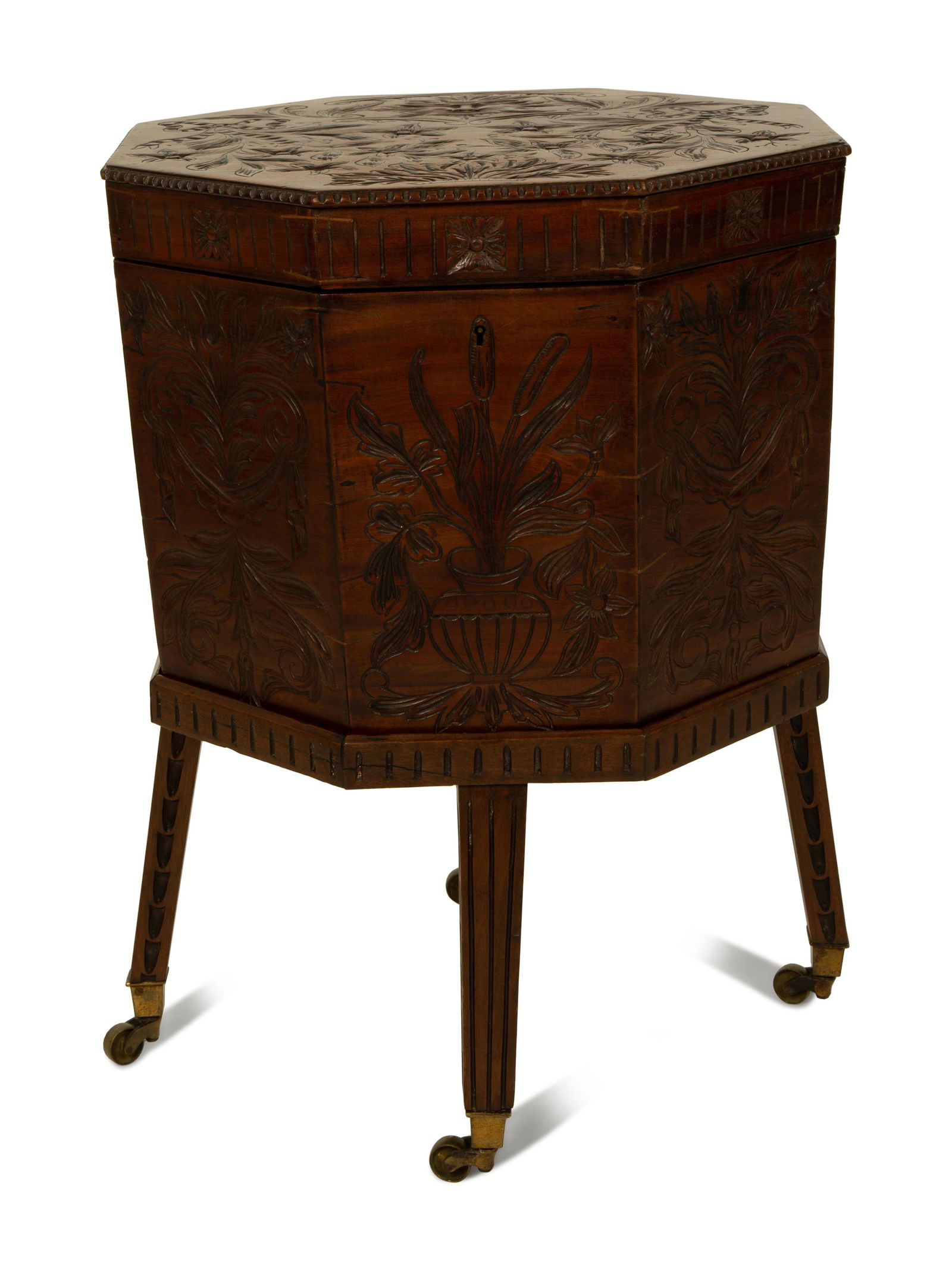 A Victorian Octagonal Carved Mahogany Cellerette Height (1 of 4)