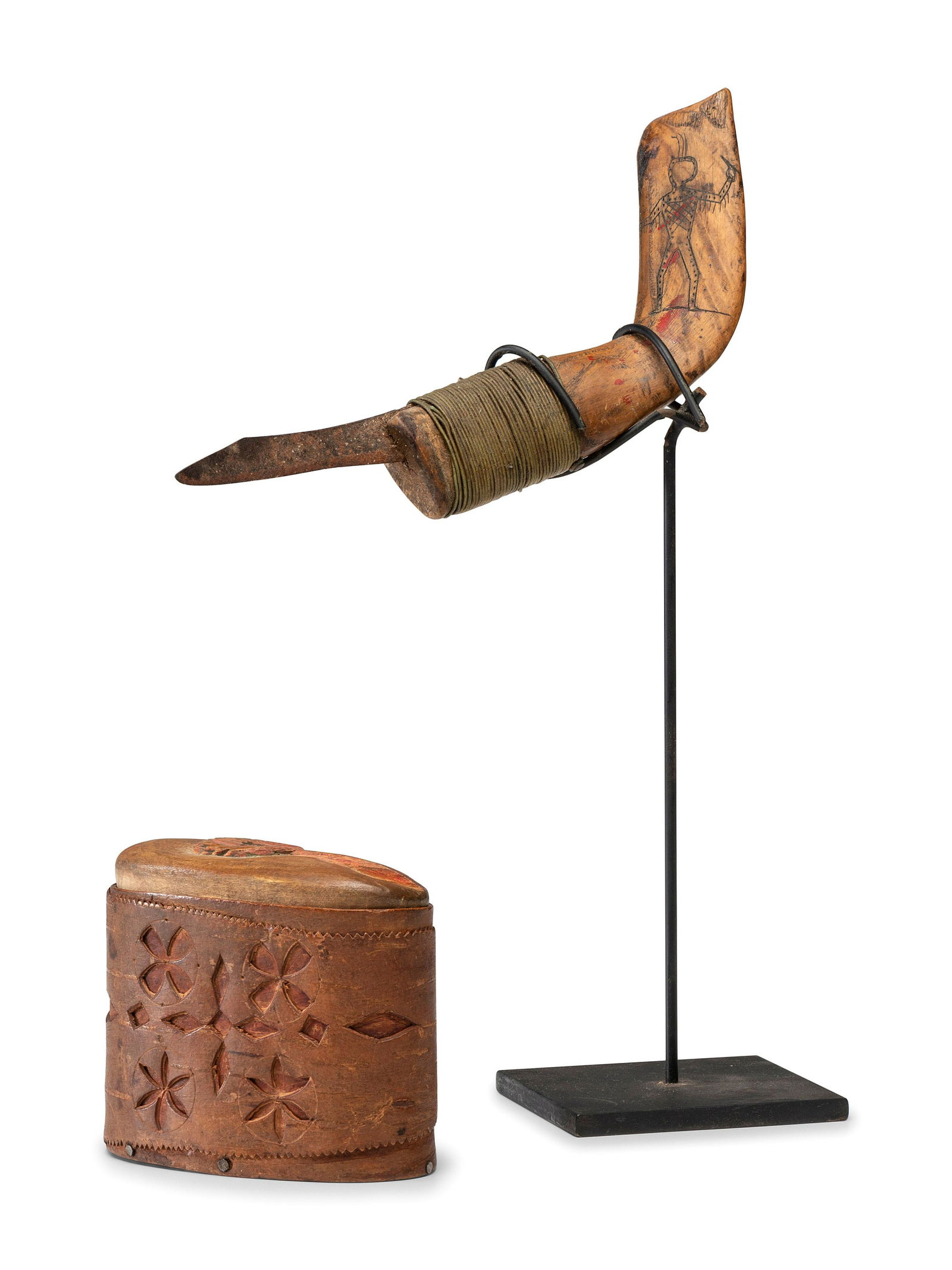 Northeastern Crooked Knife AND Lidded Birchbark Box (1 of 3)