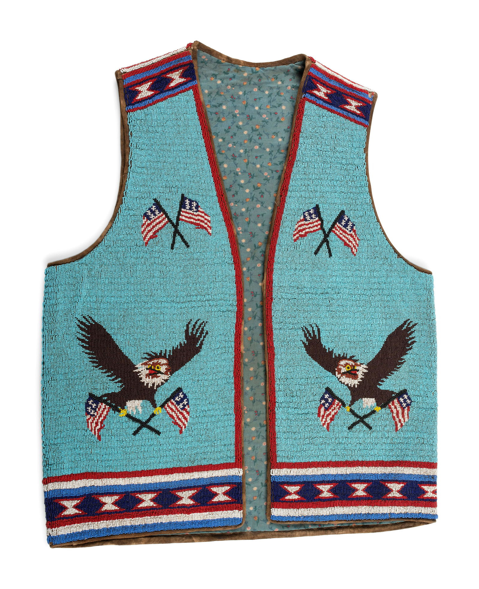 Plains Beaded Hide Vest, with American Flags and Eagle (1 of 2)