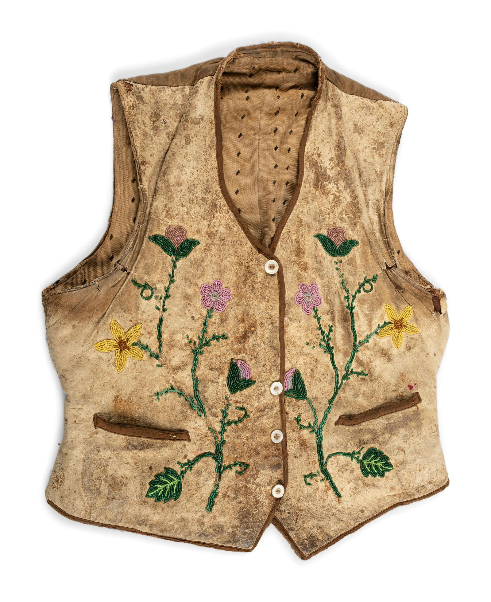 Sioux Beaded Hide Vest, Belonging to Dewey Beard of (1 of 2)