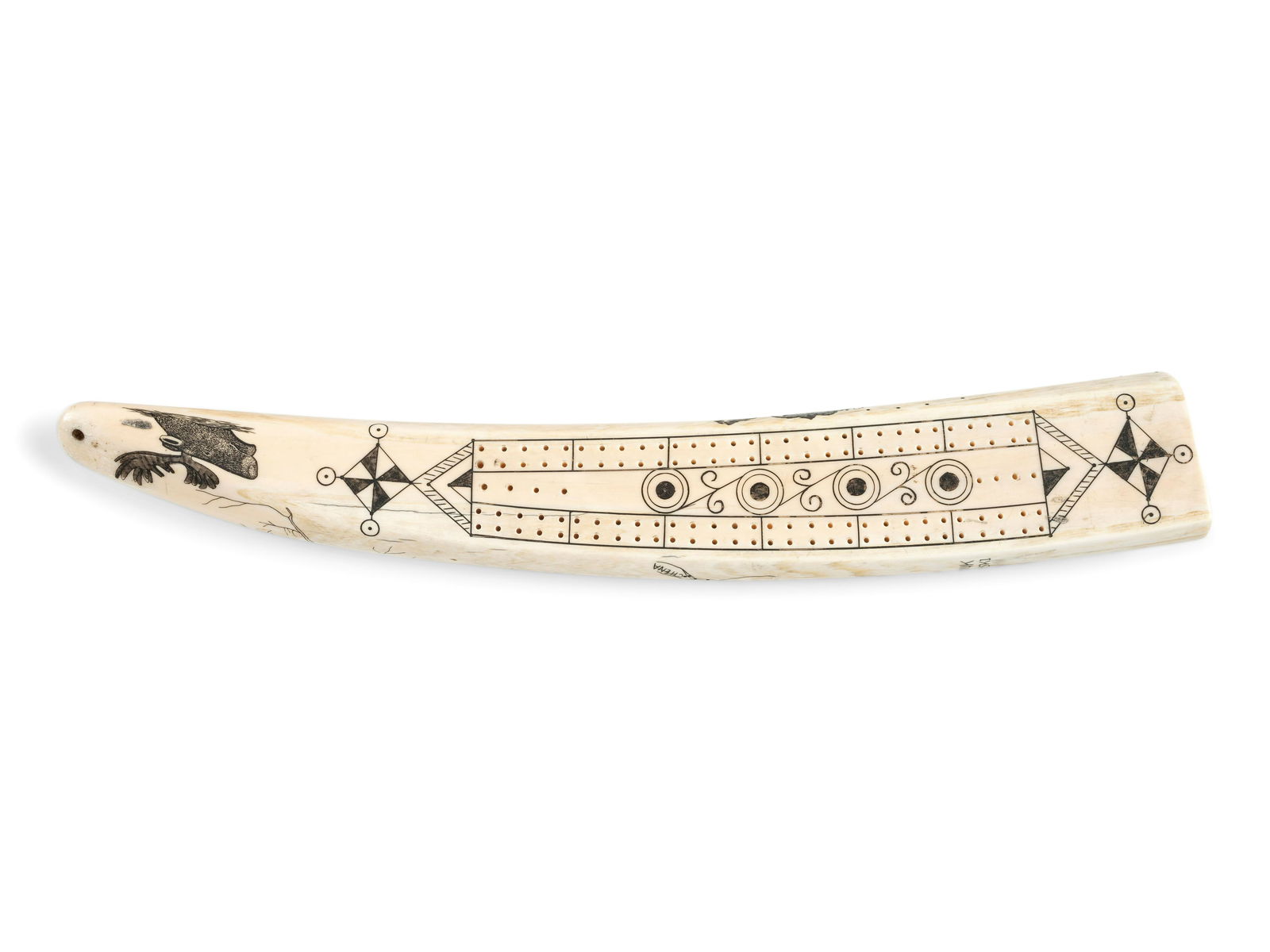Alaskan Scrimshawed Cribbage Board (1 of 2)