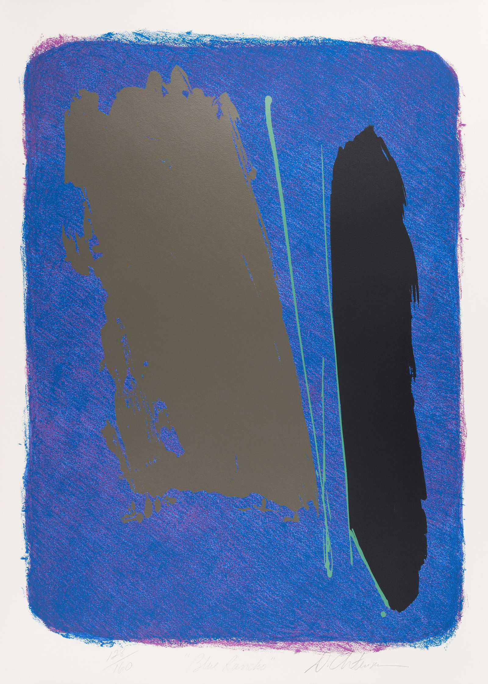 Dan Christensen (American, 1942-2007) Blue Rancho, 1981: Dan Christensen (American, 1942-2007) Blue Rancho, 1981 screenprint signed, titled, and numbered 128/160 in pencil 38 x 27 inches. Deaccessioned from the Boca Raton Museum of Art to benefit the Acquis
