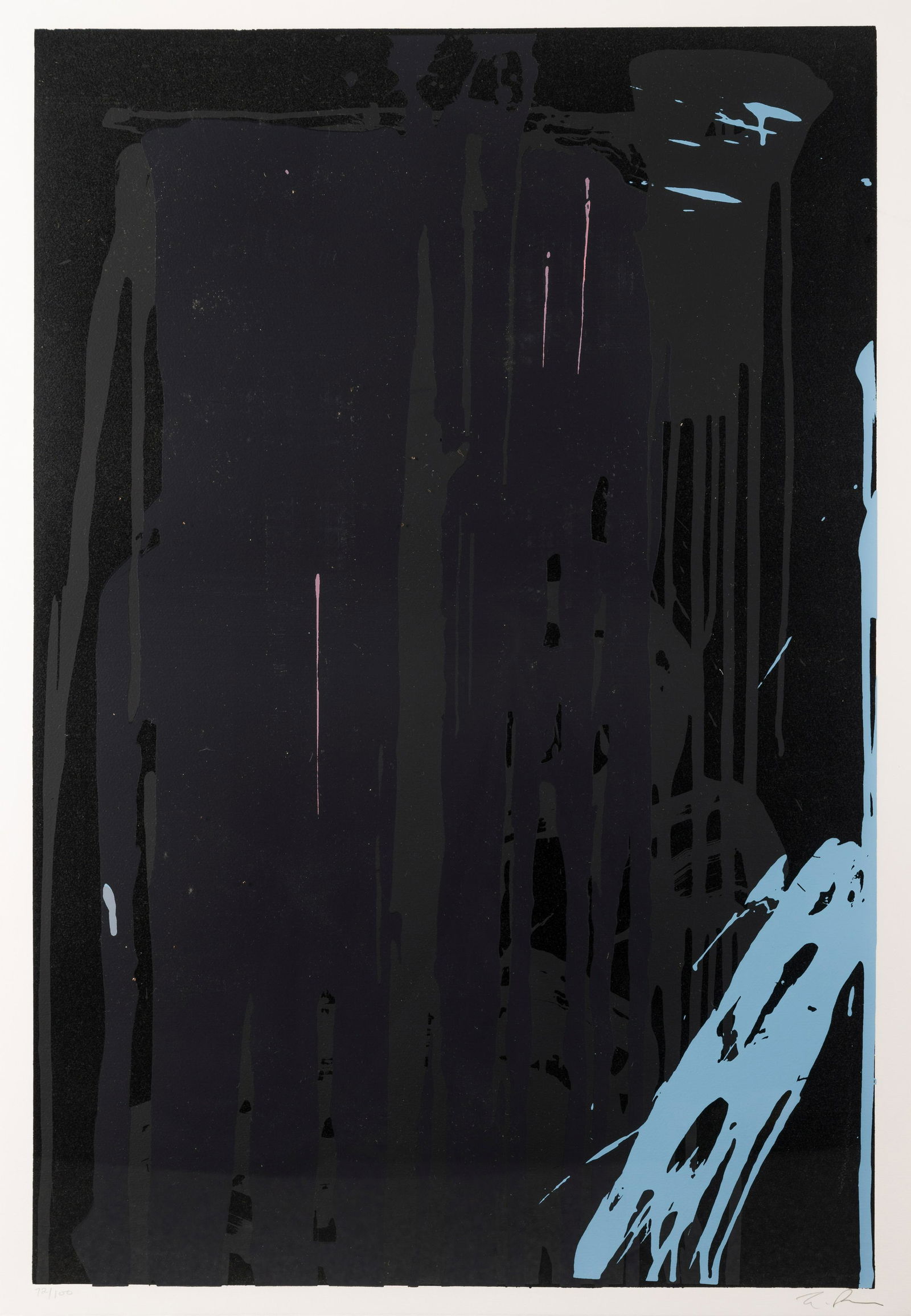 Larry Poons (American, b. 1937) Untitled (Black/Blue),: Larry Poons (American, b. 1937) Untitled (Black/Blue), 1980 screenprint signed and numbered 72/100 in pencil 33 3/4 x 23 inches. Provenance: Singer Print Collection Hartford Art School Endowment, Inc.