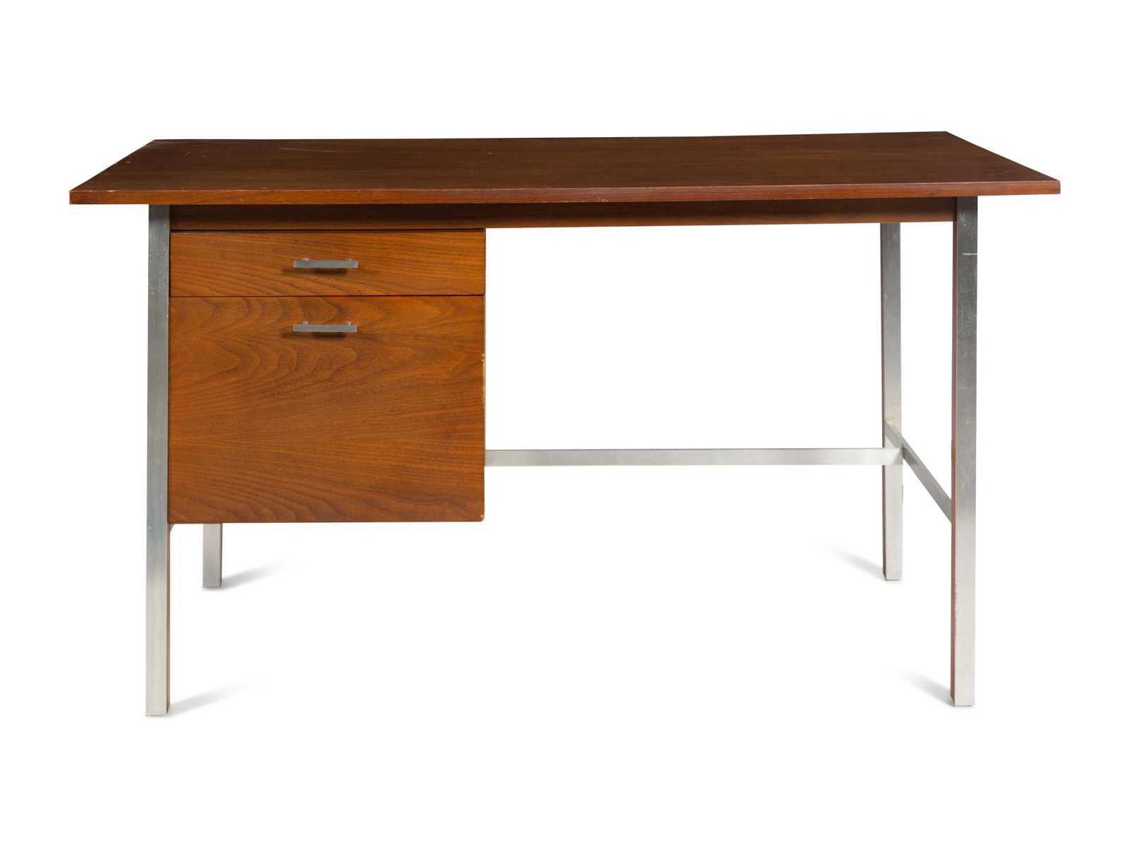 Paul McCobb (American, 1917-1969) Linear Group Desk: Paul McCobb (American, 1917-1969) Linear Group Desk Calvin, USA walnut, aluminum H 29 1/2 x W 54 x D 27 inches.