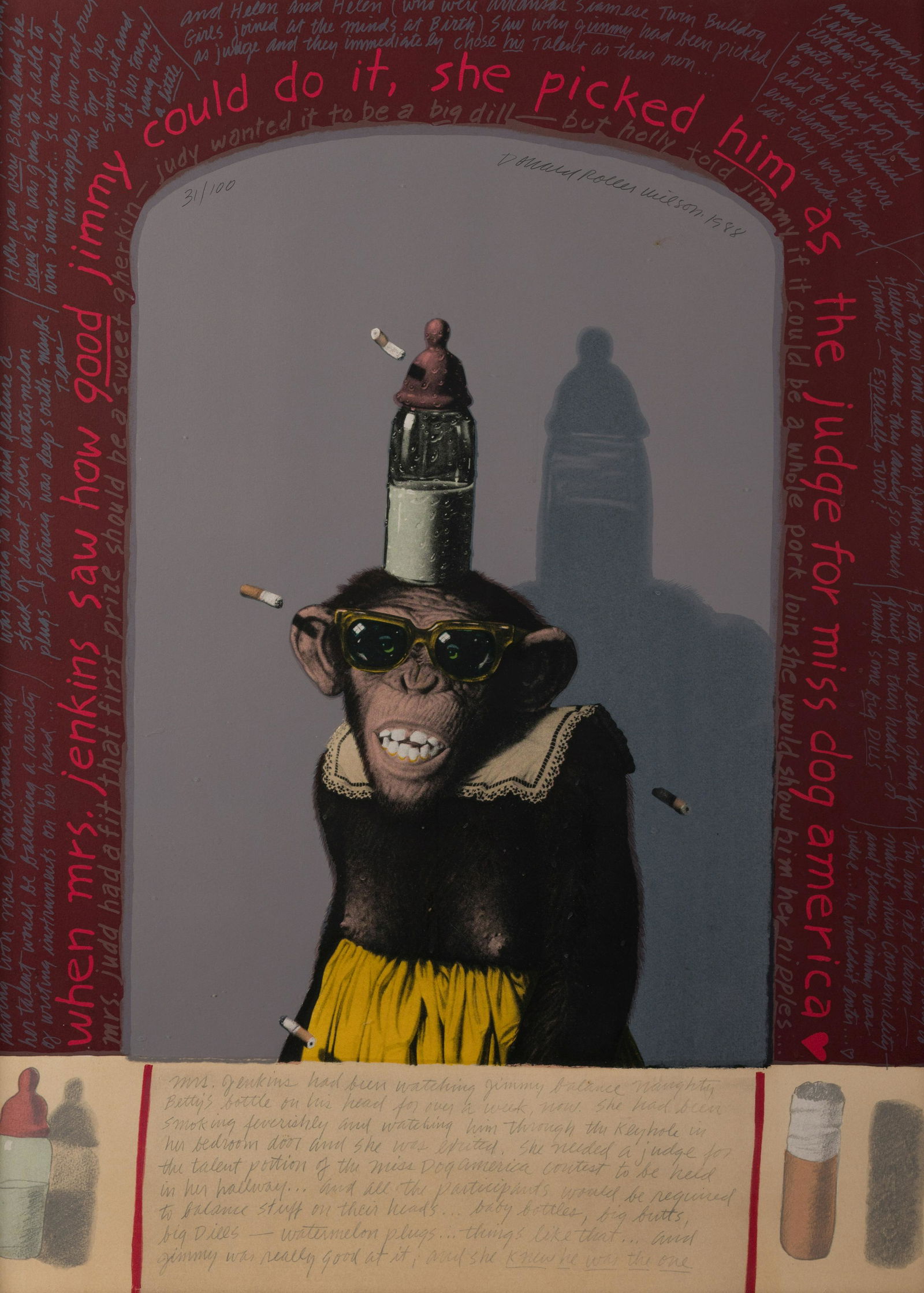 Donald Roller Wilson (American, b. 1938) Monkey on (1 of 6)