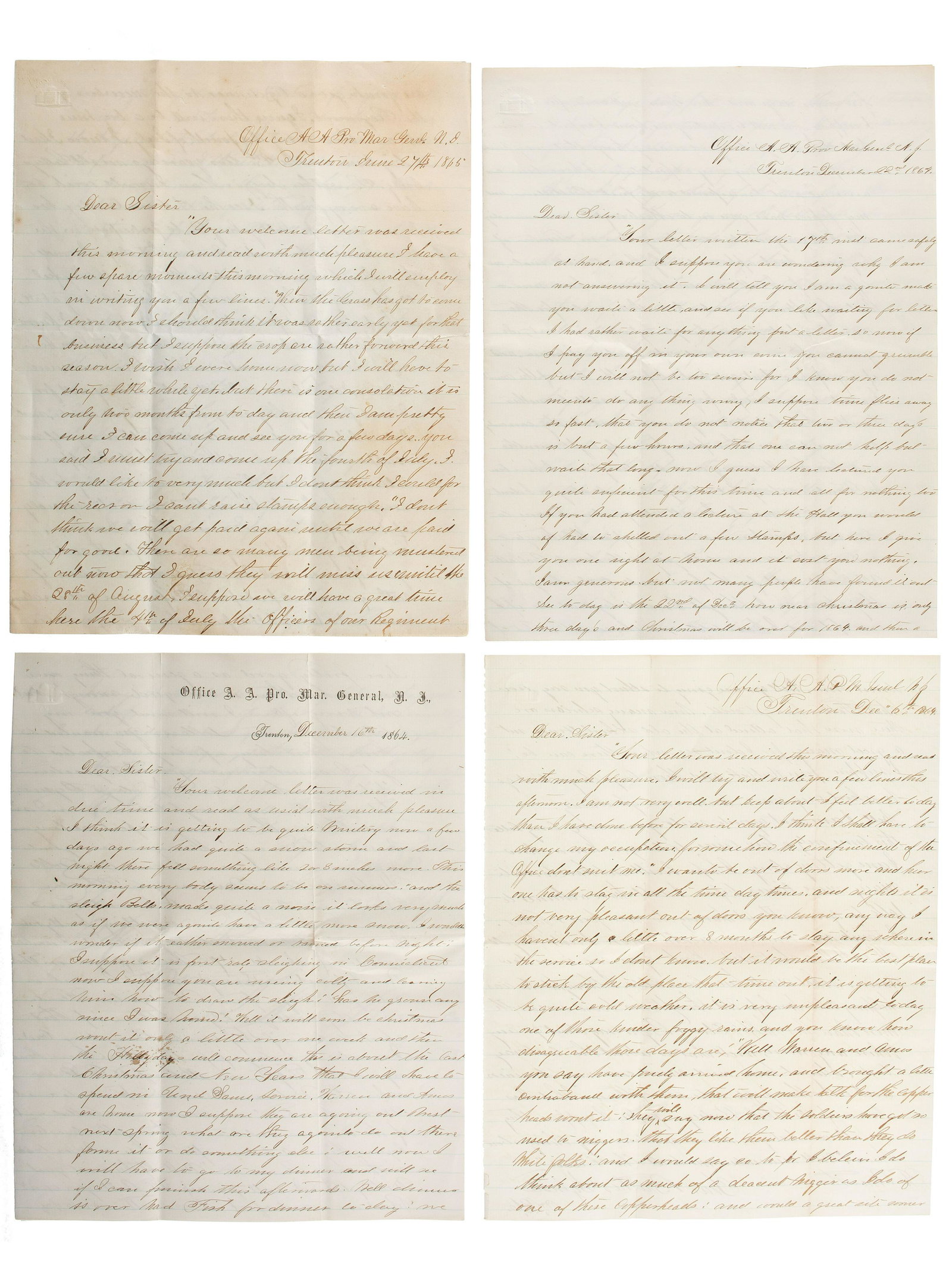 [CIVIL WAR]. Group of 8 documents related to Sylvester (1 of 3)