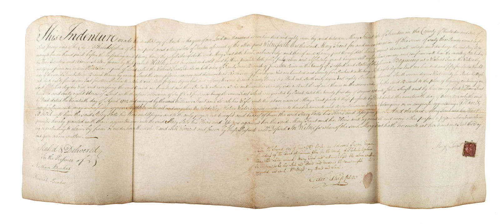 [COLONIAL] - [INDENTURE] Signed by Edward Shippen (IV) (1 of 2)
