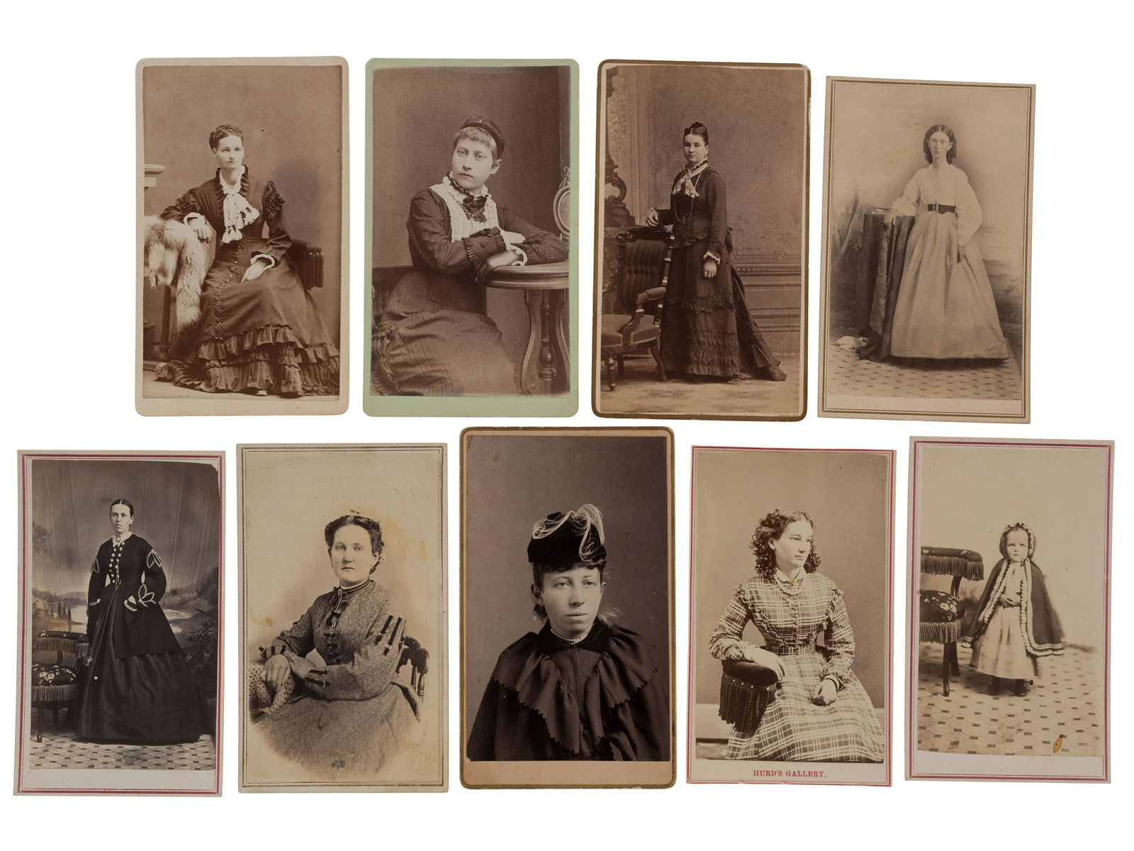 [UTAH] -- [NEVADA]. A group of 9 CDV portraits of women (1 of 2)
