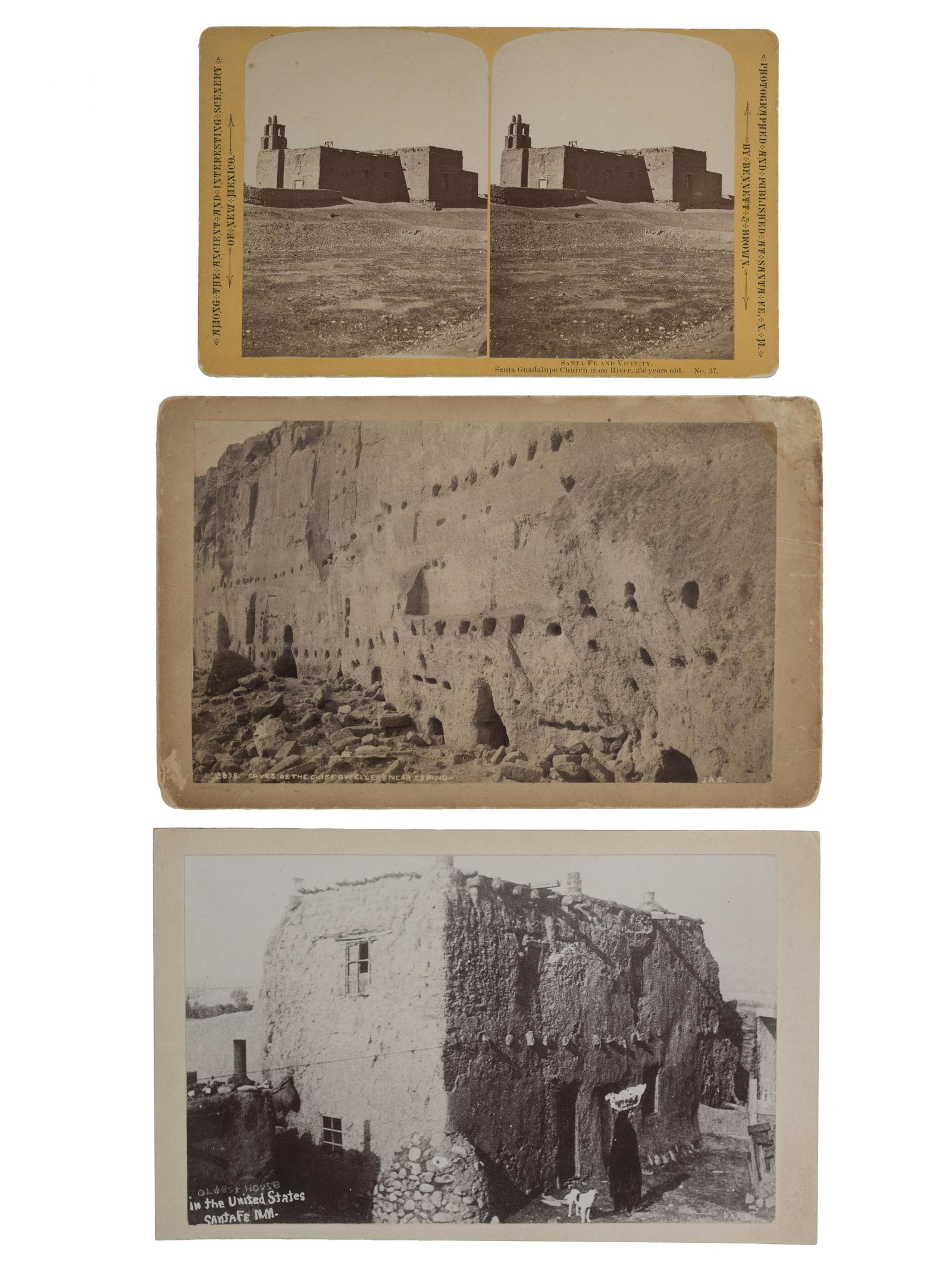 [NEW MEXICO]. A group of 3 photographs of ancient cliff (1 of 2)