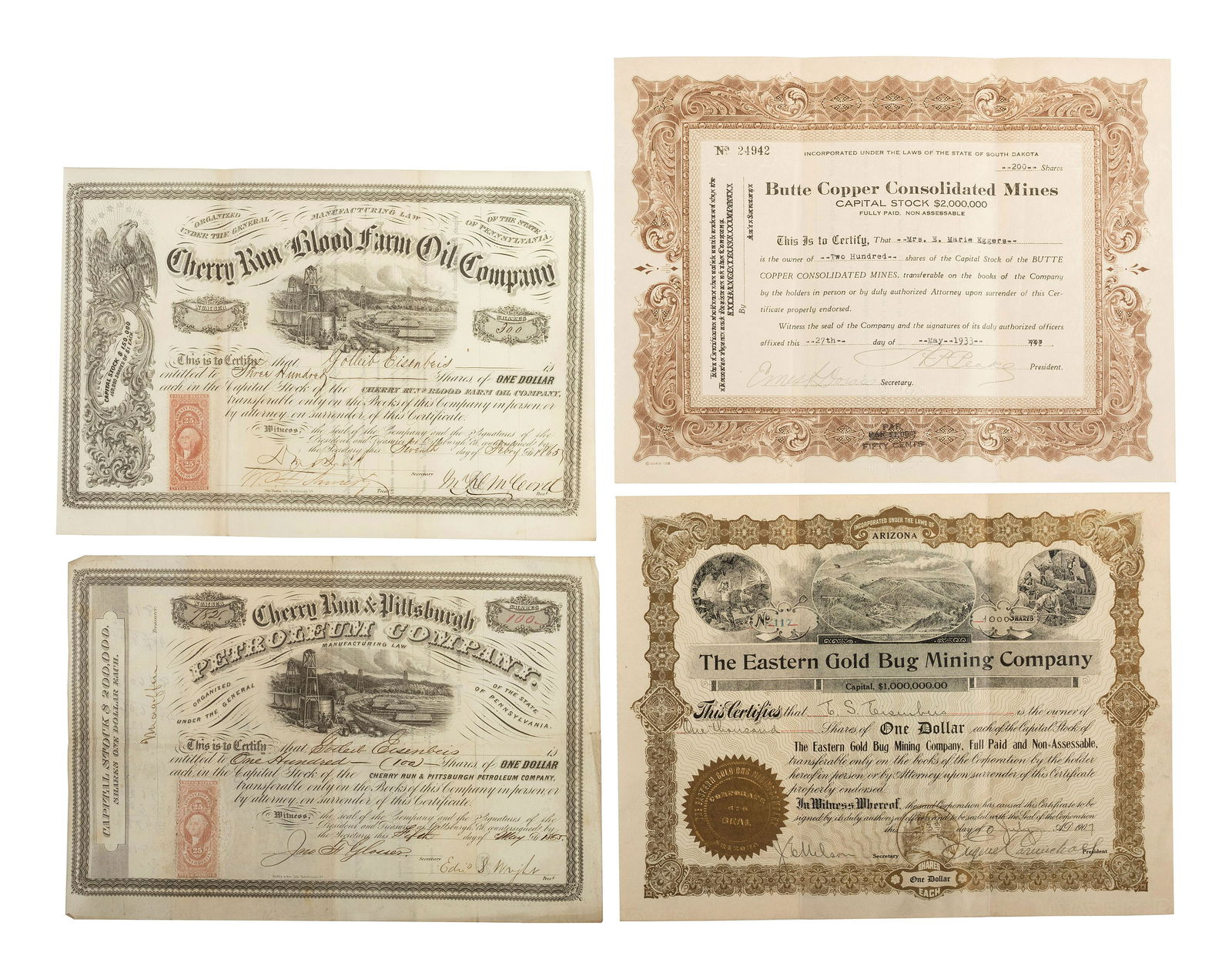 [WESTERN AMERICANA]. A group of 36 stock certificates (1 of 4)