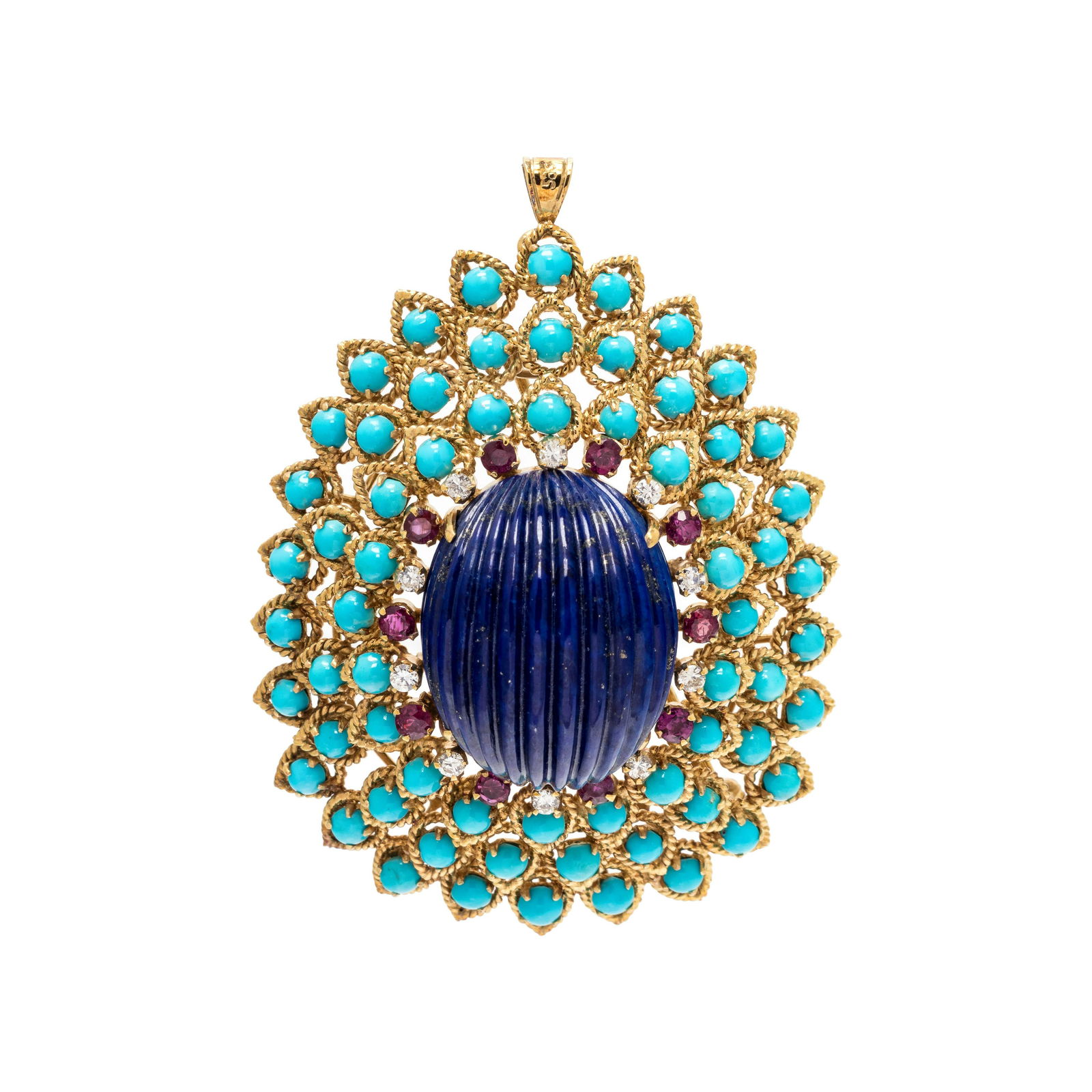 MULTIGEM AND DIAMOND PENDANT/BROOCH (1 of 2)