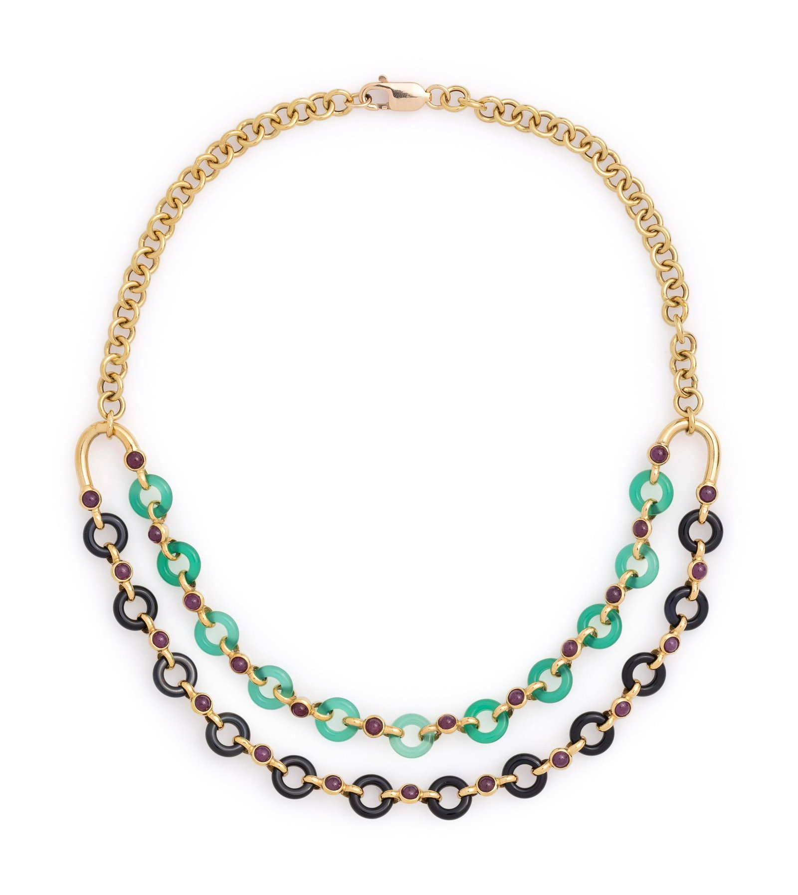 YELLOW GOLD AND MULTIGEM NECKLACE (1 of 2)