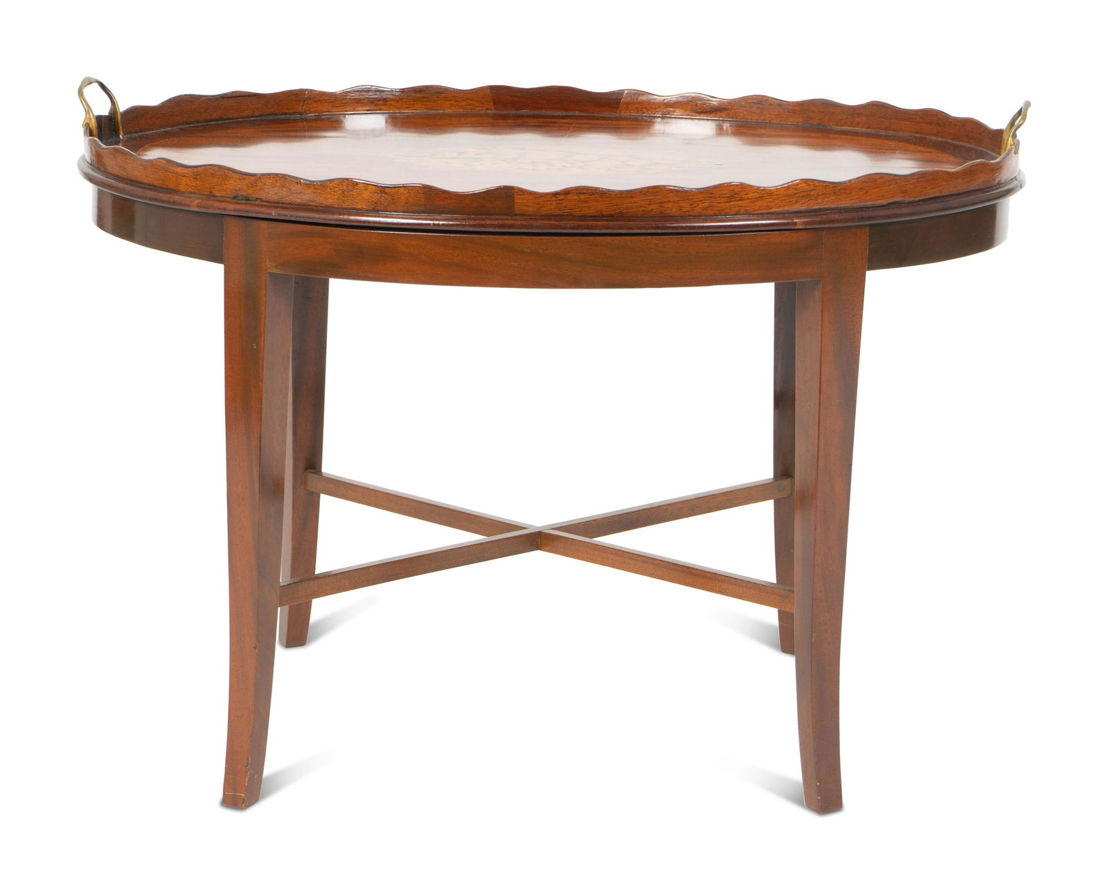 A George III Inlaid Mahogany Oval Tray on Stand (1 of 5)