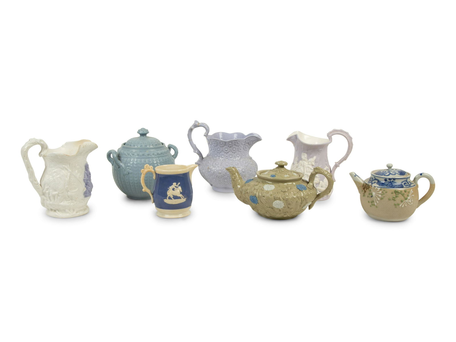 A Collection of Seven English Salt Glazed Relief Form (1 of 8)