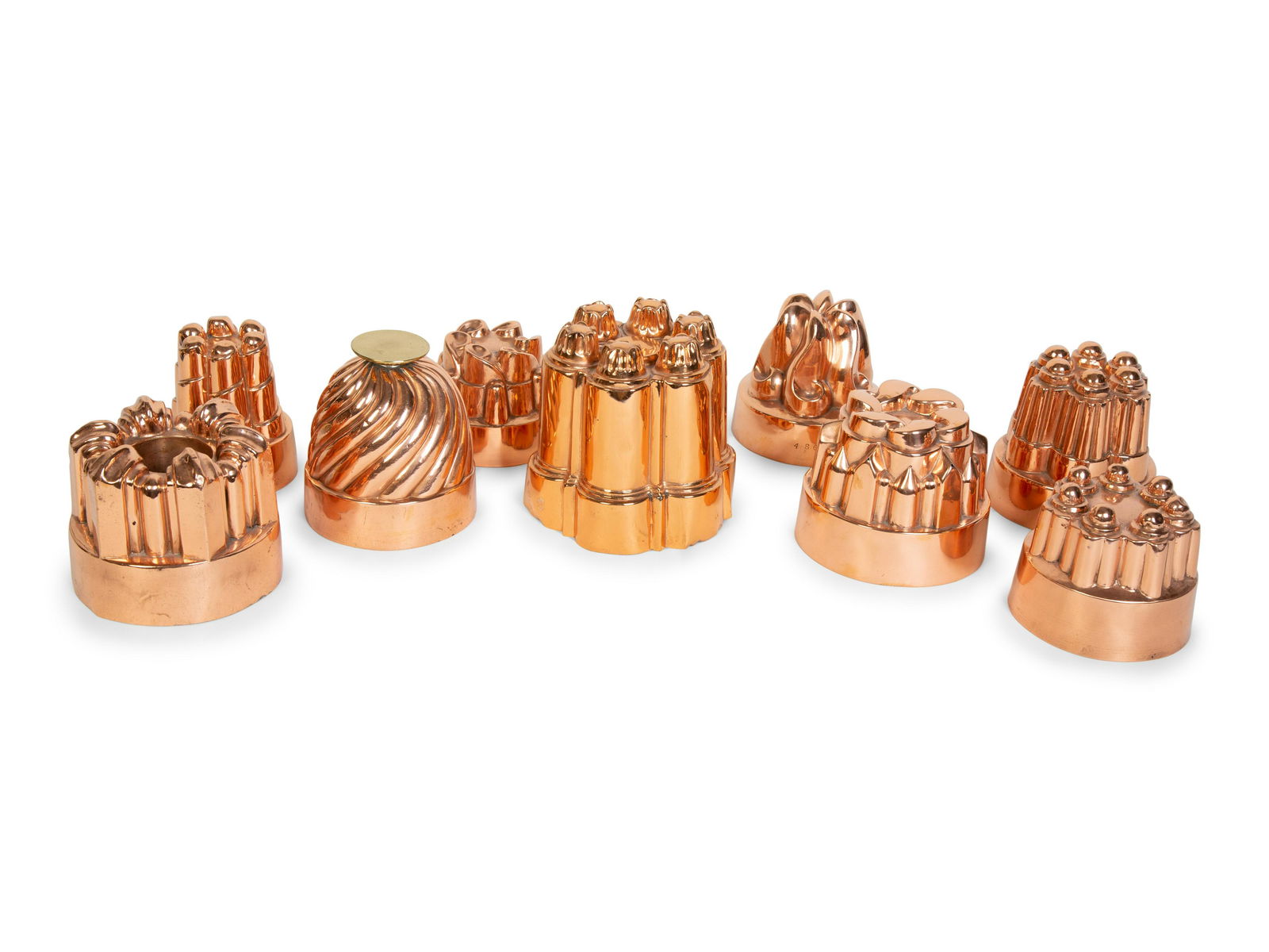 A Collection of 27 English Copper Jelly Molds (1 of 2)