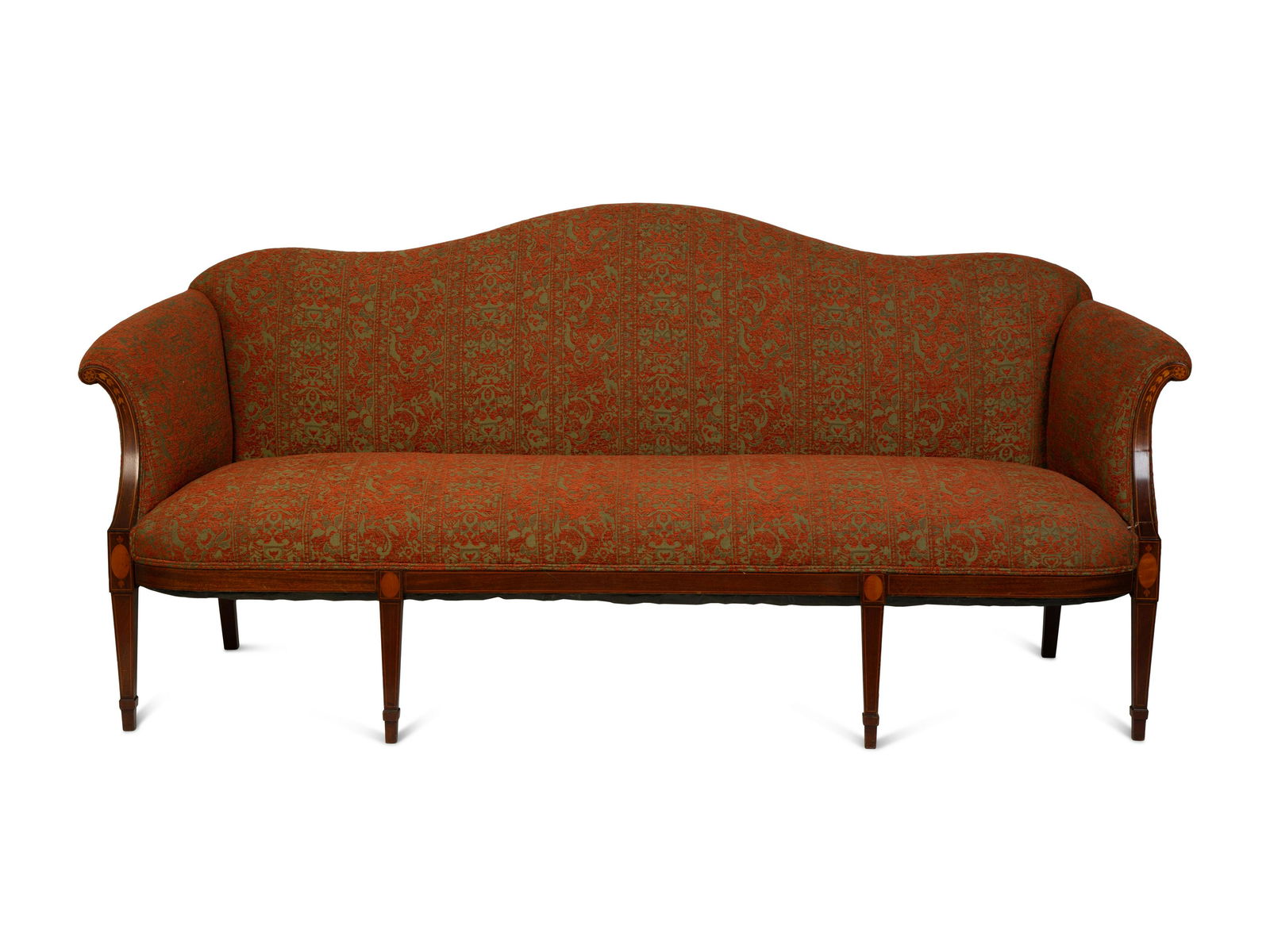 A Federal Style Inlaid Mahogany Camel Back Sofa (1 of 4)