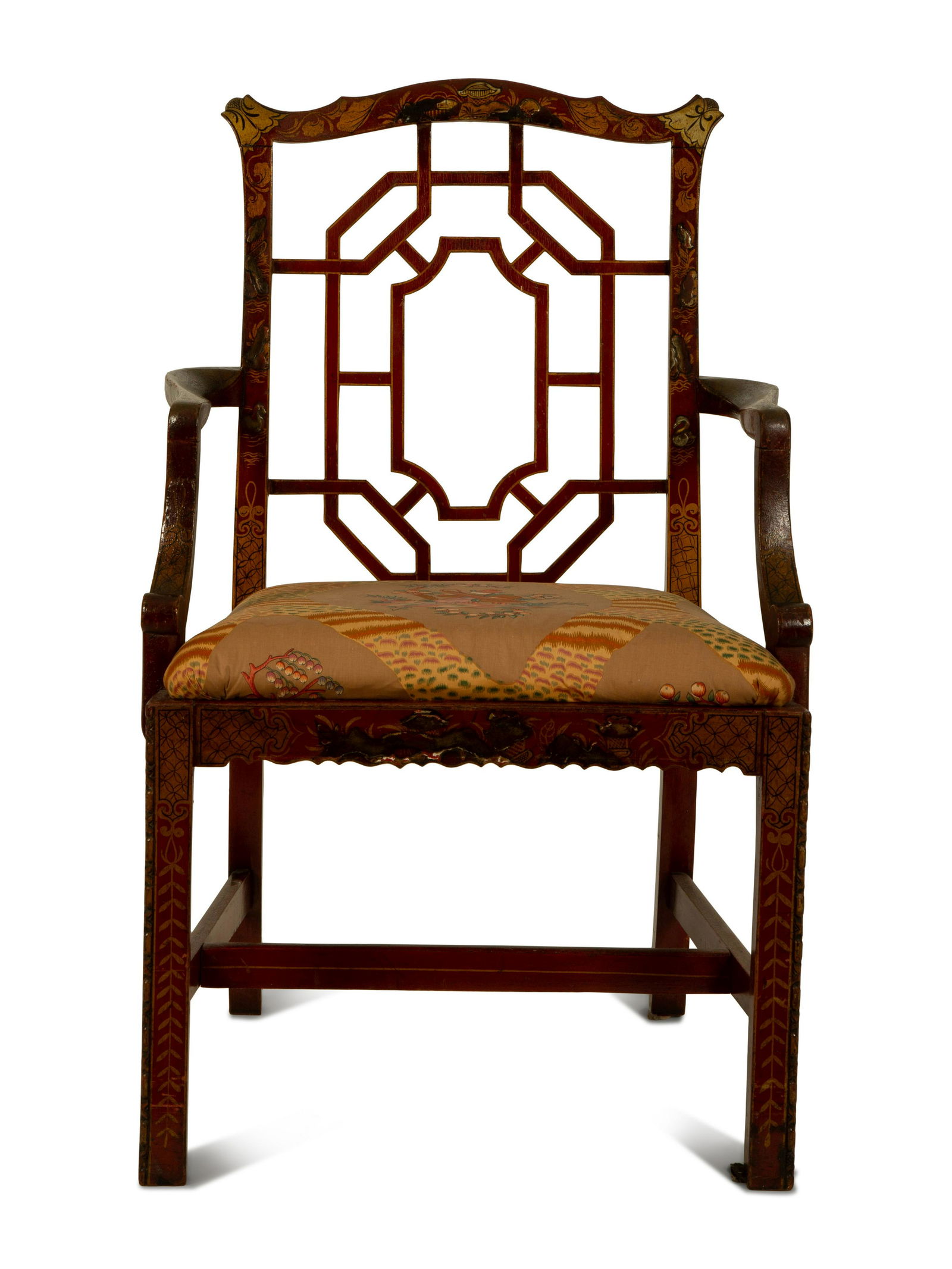 A Chinese Chippendale Style Painted Armchair (1 of 3)