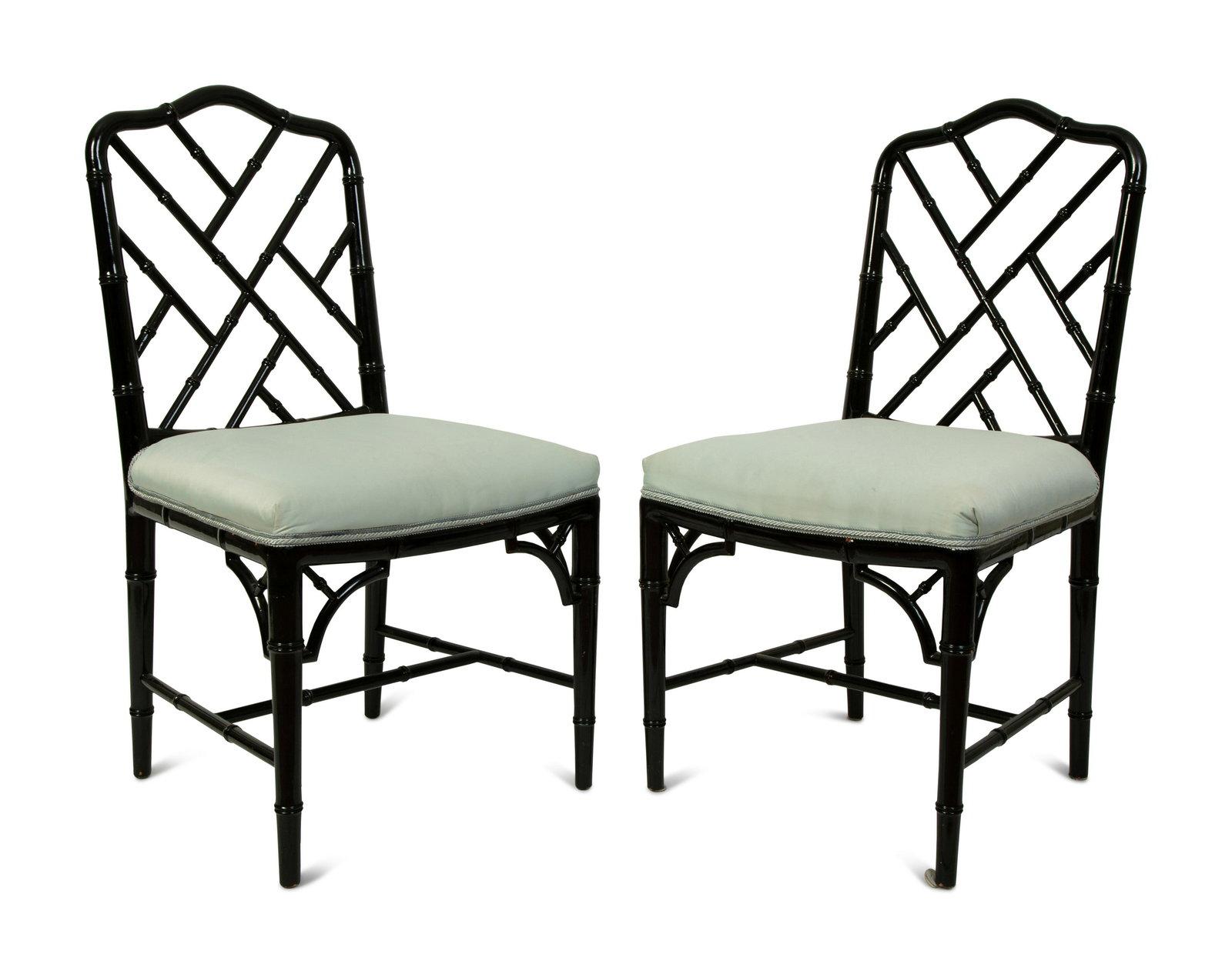 A Pair of Chinese Chippendale Style Black Lacquer Side (1 of 3)