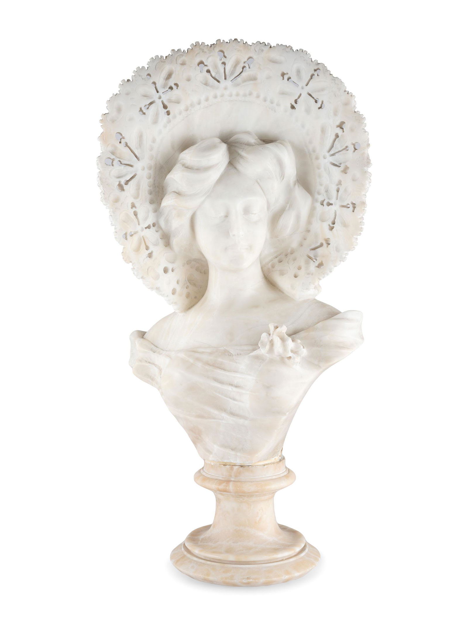 A Carved Alabaster Bust of a Woman (1 of 4)