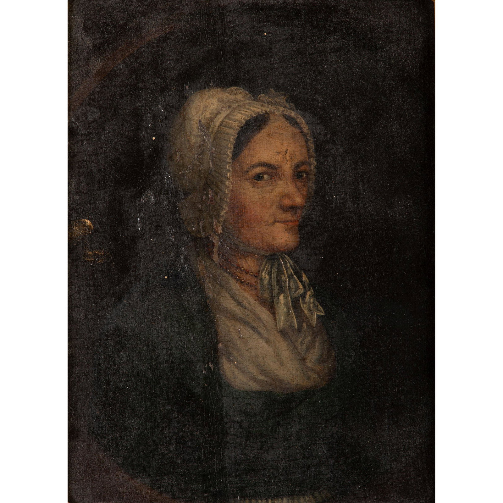 Dutch School, 18th/19th Century: Dutch School, 18th/19th Century Portrait of an Older Lady in Bonnet oil on panel set in a giltwood frame 8 x 5 1/2 inches. Property from the Estate of Elizabeth Austin Hammon