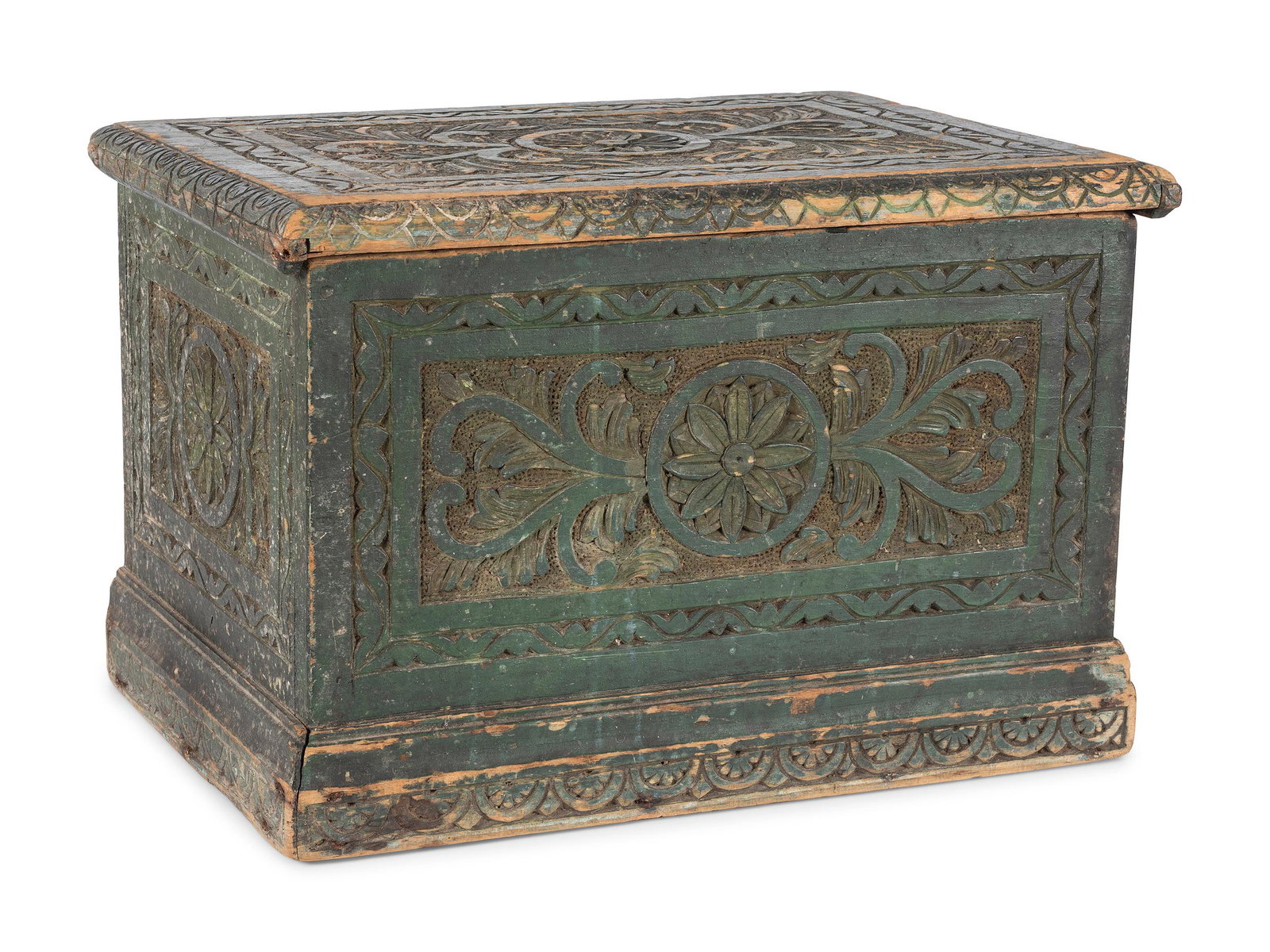 An Indonesian Carved and Painted Wood Trunk (1 of 3)