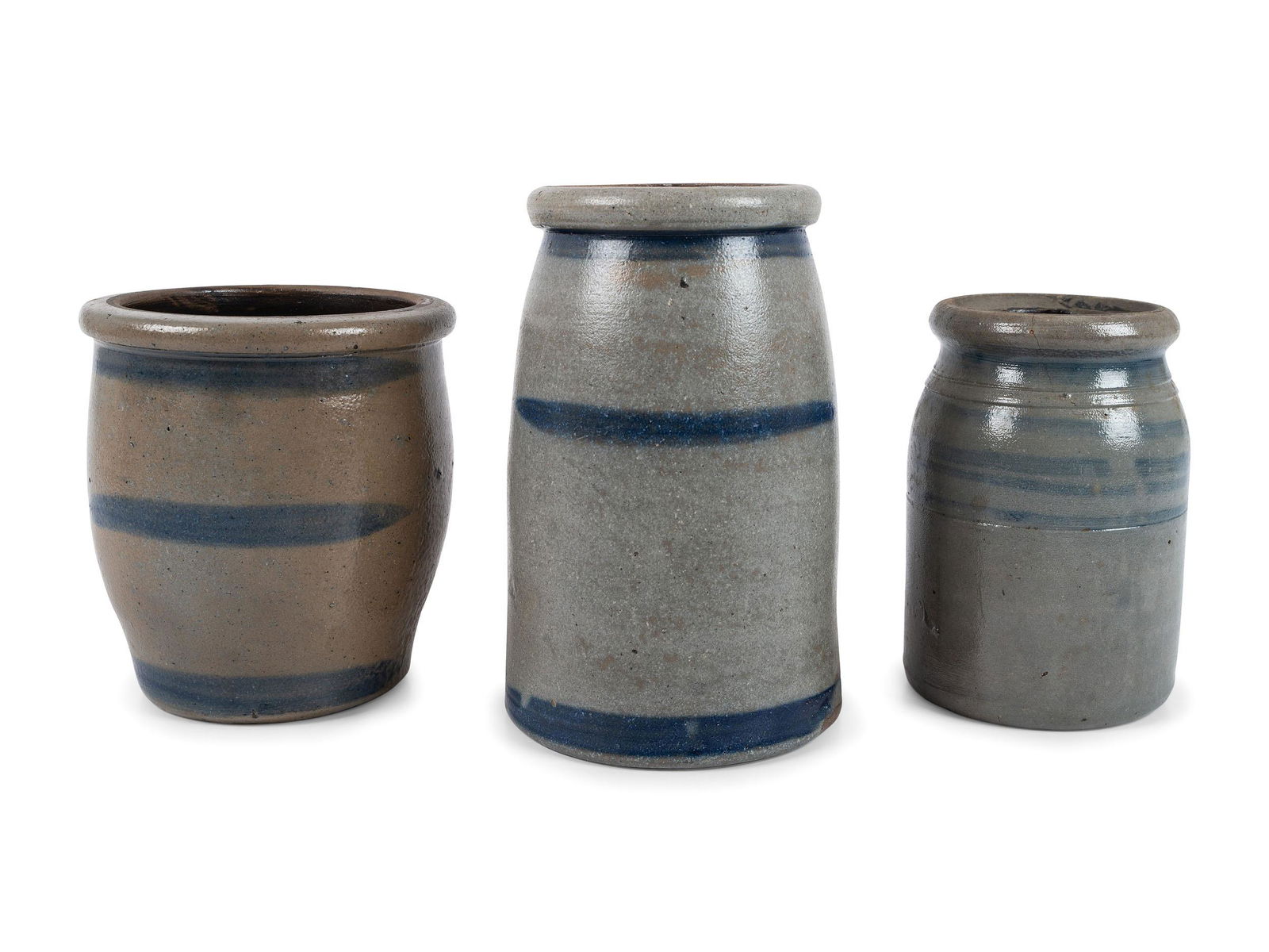 Three Western Pennsylvania Cobalt-Striped Stoneware (1 of 8)