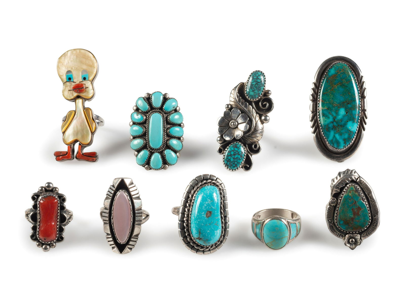 Navajo, Zuni, and Southwestern-style Silver Rings, with (1 of 3)