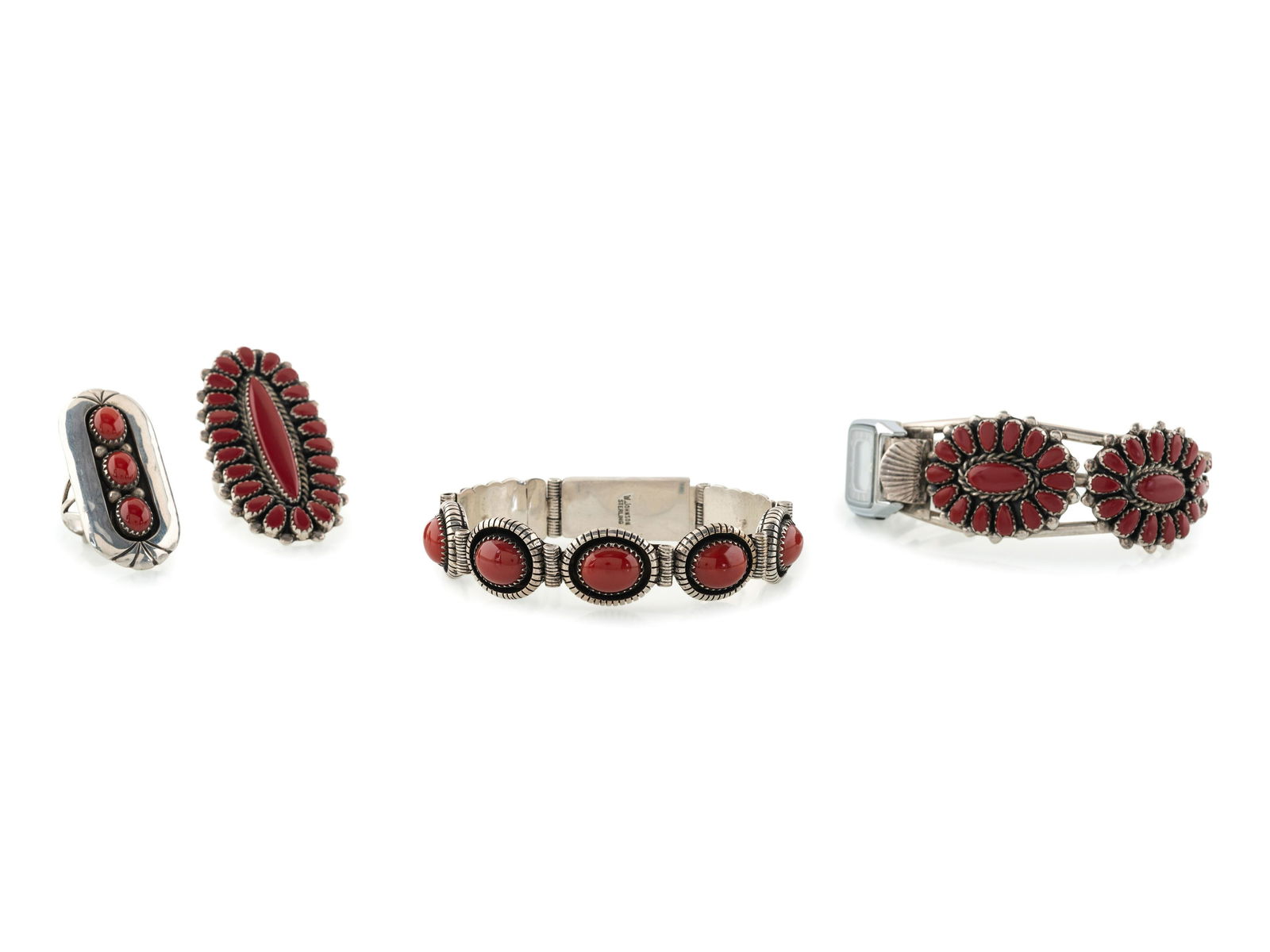 Zuni and Navajo Coral and Silver Jewelry (1 of 8)