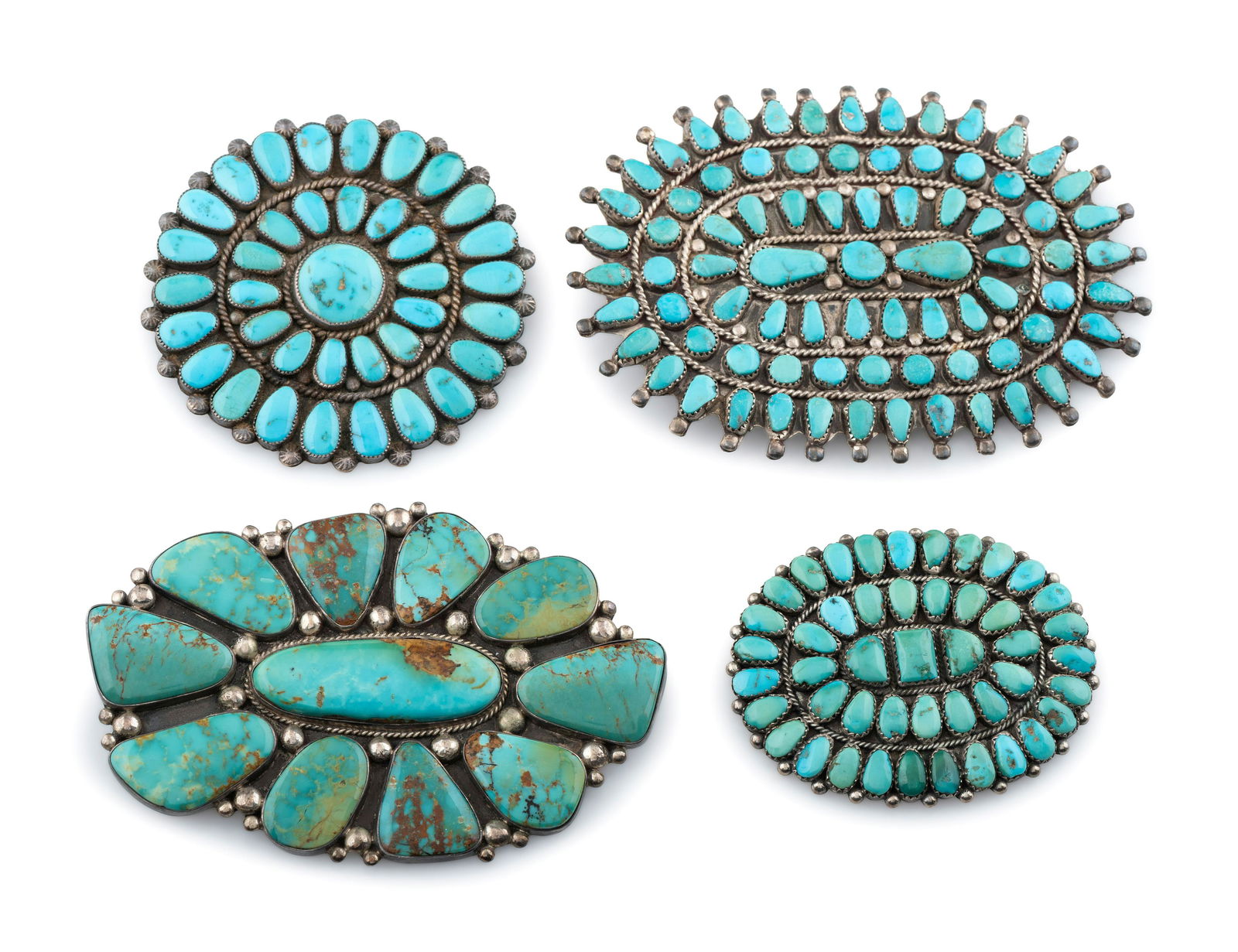 Group of Navajo Silver and Turquoise Cluster Pin / (1 of 2)