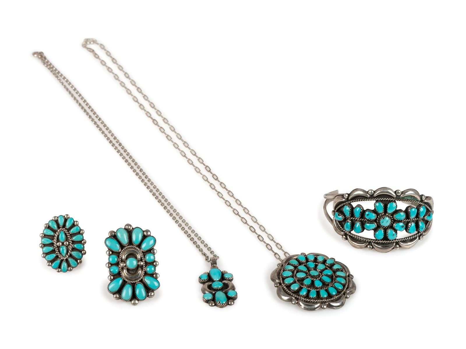 Zuni Silver and Turquoise Cluster Jewelry (1 of 5)