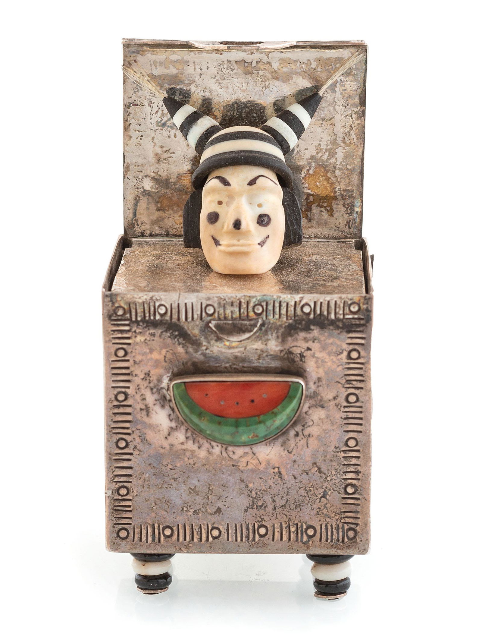 Kosa in the Box, Silver and Mosaic Inlay Lidded Box (1 of 5)