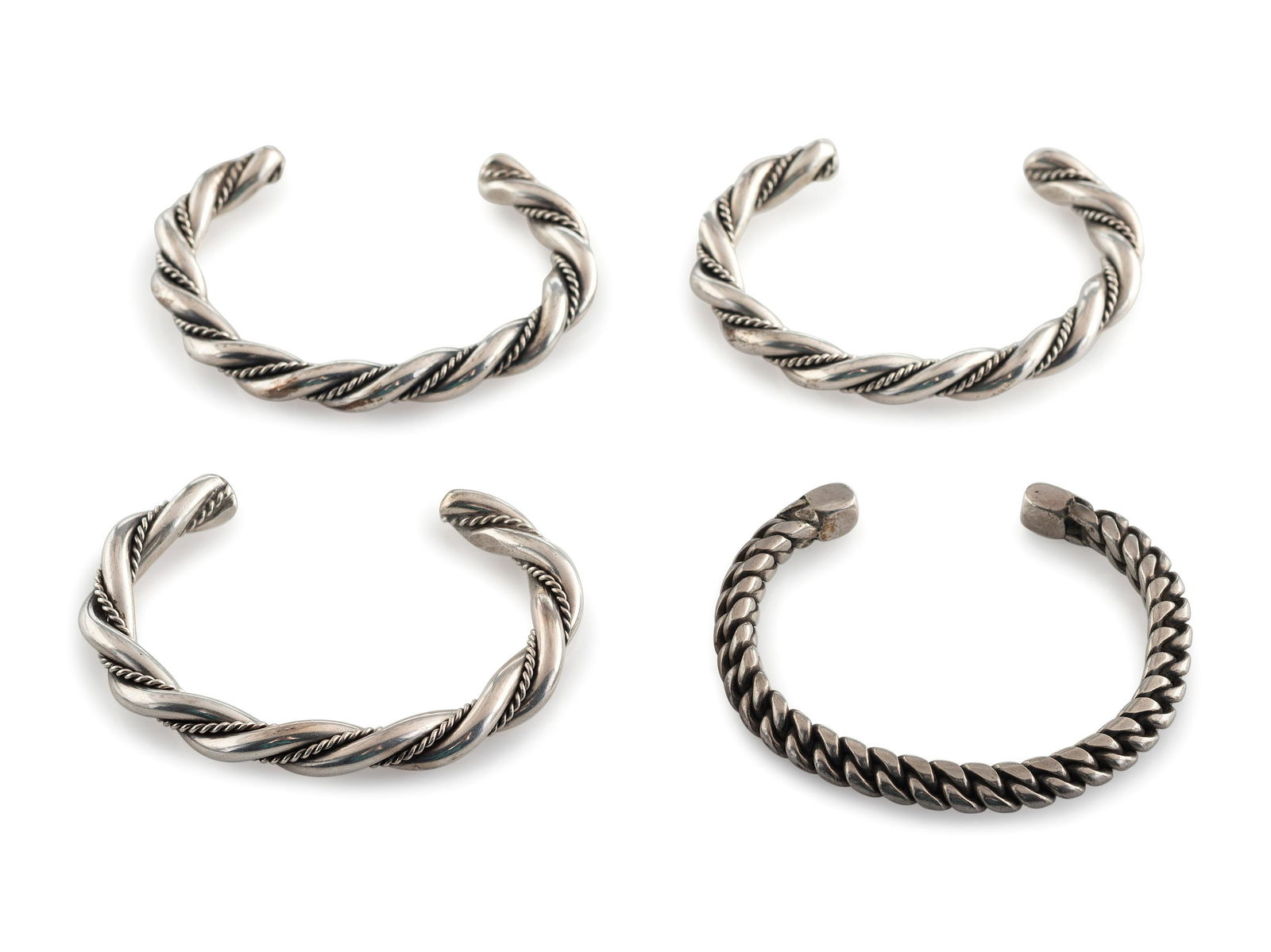 Southwestern-style Silver Twisted Wire Cuff Bracelets (1 of 2)
