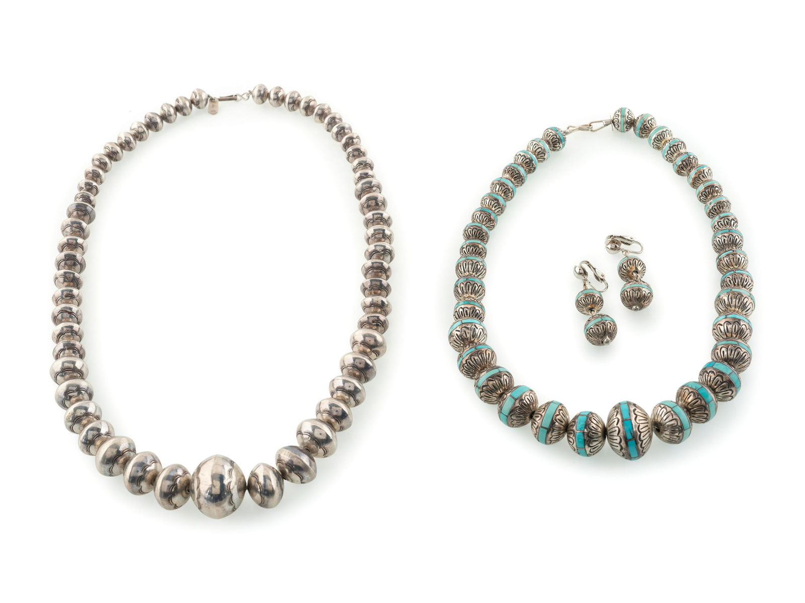 Navajo Silver Pearl Necklaces AND Earrings (1 of 2)