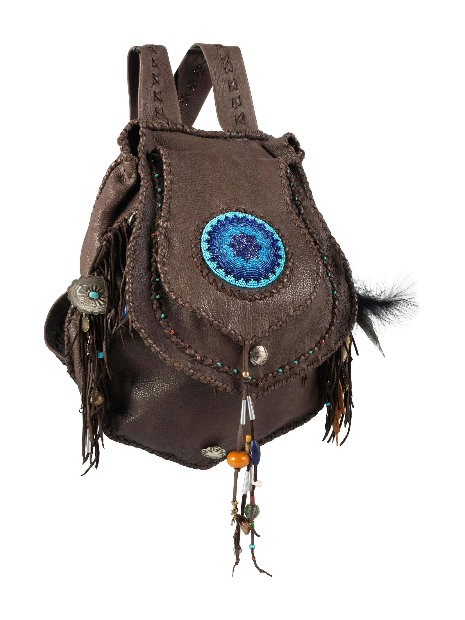 Southwestern-Style Brown Leather Satchel Backpack (1 of 4)