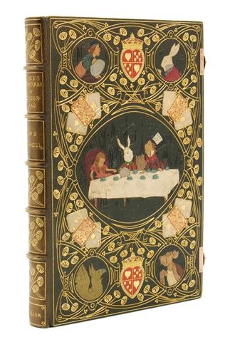 (KELLIEGRAM) CARROLL, LEWIS. Alice's Adventures in: (KELLIEGRAM) CARROLL, LEWIS Alice's Adventures in Wonderland. Illustrated by John Tenniel. London: Philip Lee Warner, 1914. 8vo, green crushed morocco with onlaid "Tea Party" scene to upper cover and 