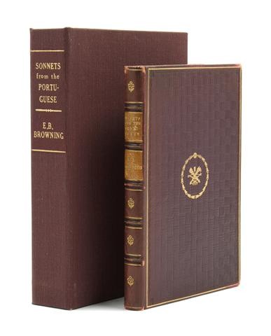 BROWNING, ELIZABETH BARRETT. Sonnets of the Portug: BROWNING, ELIZABETH BARRETT Sonnets of the Portuguese. London: Dean & Son, n.d. 16mo, bound by Sangorski and Sutcliffe for Marshall Field and Company in full dark purple leather, gilt-stamped front bo