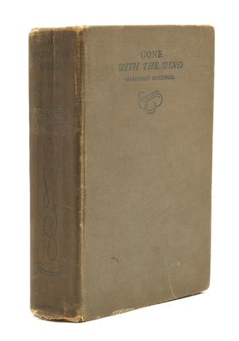 MITCHELL, MARGARET. Gone with the Wind. New York,: MITCHELL, MARGARET Gone with the Wind. New York: Macmillan, 1936. 8vo, original gray cloth, lacking dust jacket. Signed by Mitchell to f.f.e.p. Wear to boards with loss at edges and spine ends; hinges