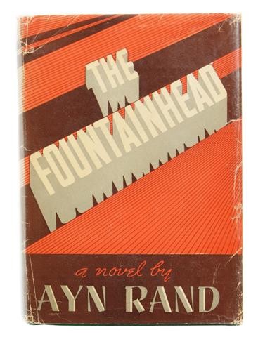 RAND, AYN. The Fountainhead. Indianapolis and New: RAND, AYN The Fountainhead. Indianapolis and New York: Bobbs-Merrill, (1943). 8vo, green cloth, dust jacket unclipped. First edition stated, in second issue green cloth, dust jacket priced "$3.00" wit