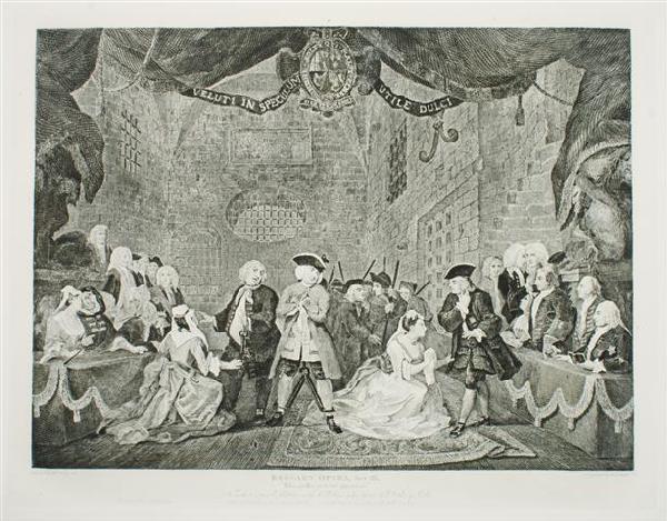 BLAKE, WILLIAM AND WILLIAM HOGARTH. The Beggar's O: BLAKE, WILLIAM AND WILLIAM HOGARTH The Beggar's Opera. A Portfolio Compiled by Wilmarth Sheldon Lewis and Philip Hofer. Cambridge: Harvard University Press; New Haven: Yale University Press, 1965. Obl