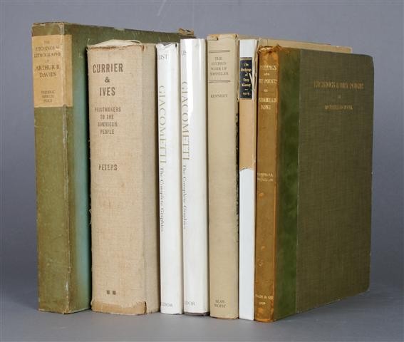 (ART, PRINT REFERENCE) A group of 35 books pertain: (ART, PRINT REFERENCE) A group of 35 books pertaining to print makers, including Rembrandt, Whistler, Giacometti, Davies, Childe Hassam, and Currier and Ives.