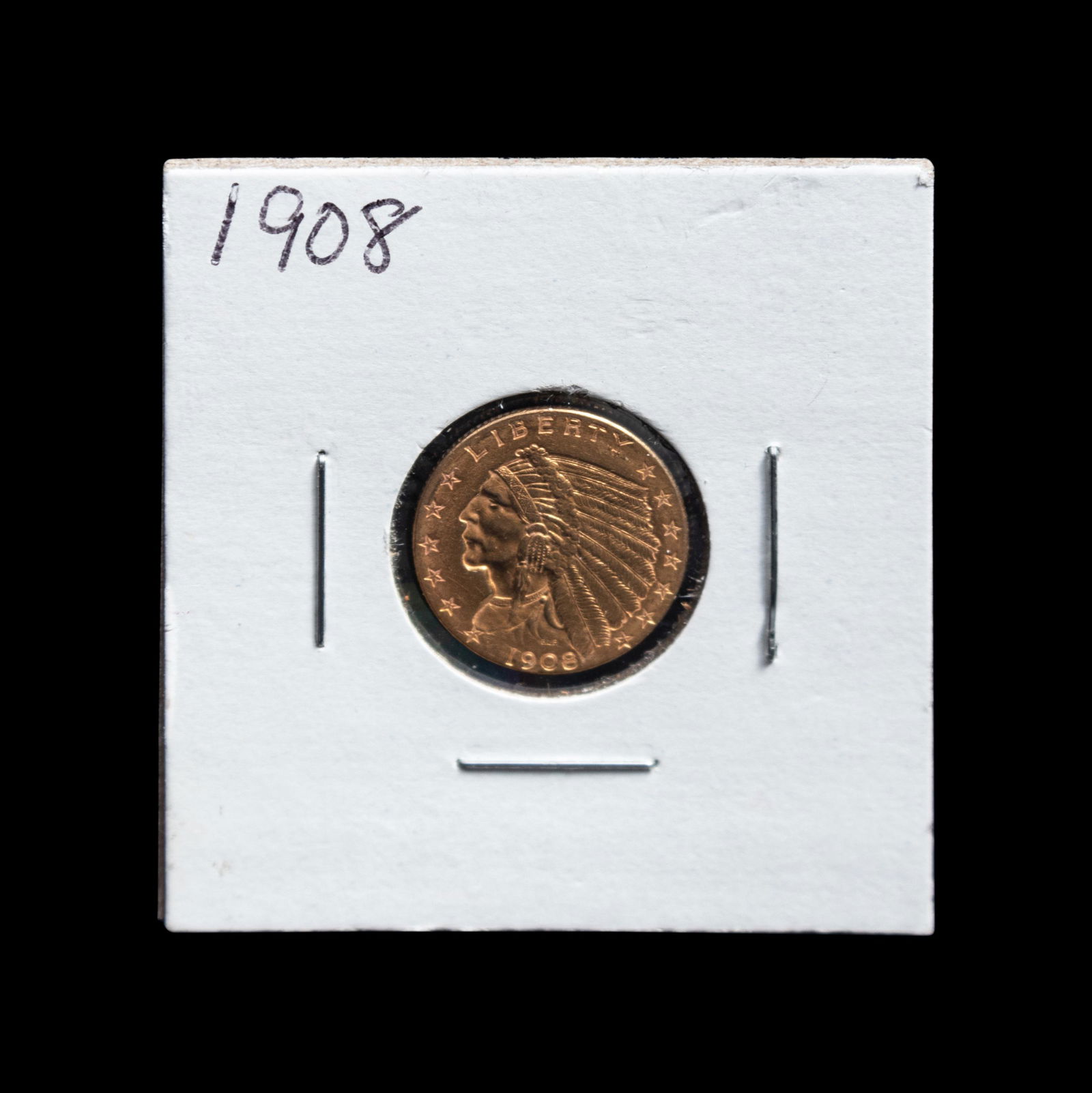 A 1908 Indian Head $2.50 Gold Coin (1 of 2)