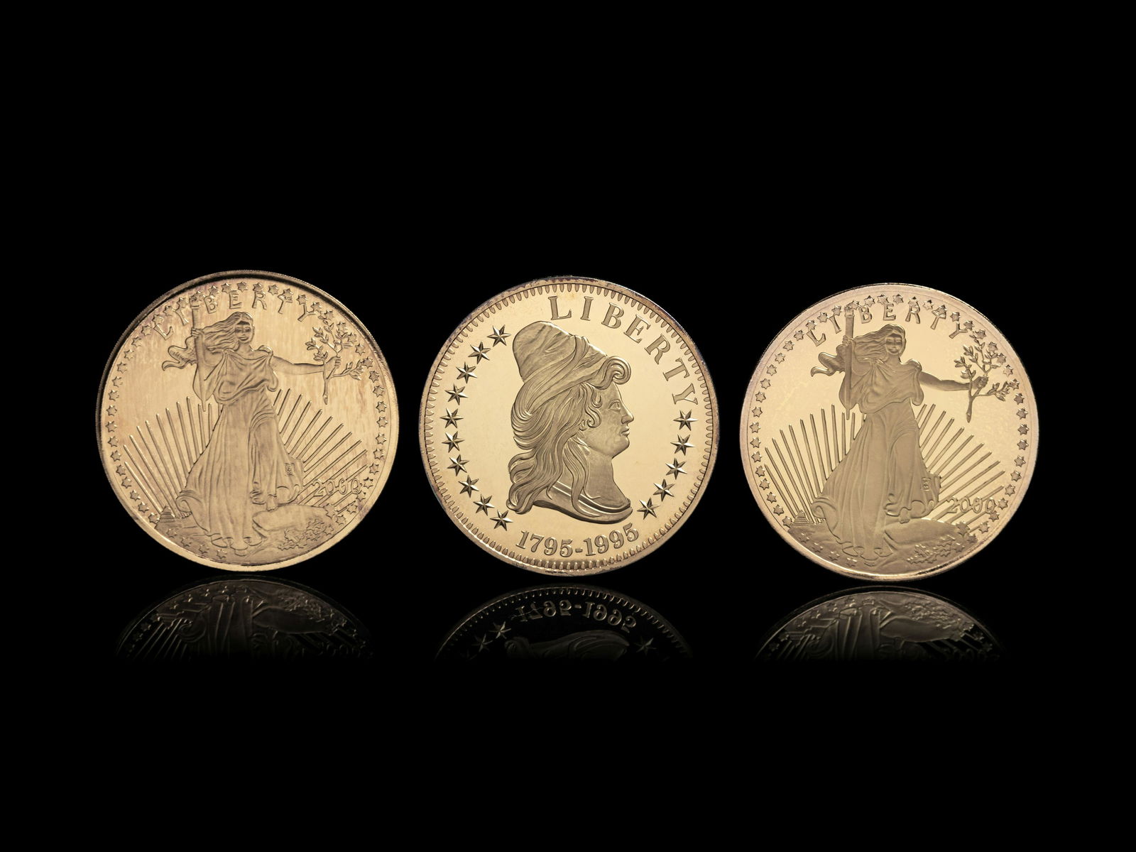 [PRIVATE ISSUE] Three Large Gold-Plated Silver Rounds (1 of 2)