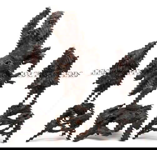 Three Chinese Carved Root Wood Figures, Height 29: Three Chinese Carved Root Wood Figures, each depicting a standing figure upon a naturalistic root form base. Height 29 1/2 inches.