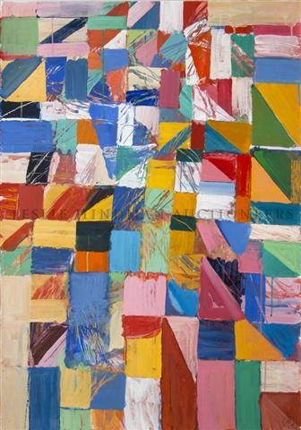 Irving B. Haynes, (American, 1927-2005), Banner De: Irving B. Haynes (American, 1927-2005) Banner De-Constructed, 2003 acrylic on paper signed and dated (lower right) 39 1/4 x 27 1/2 inches.