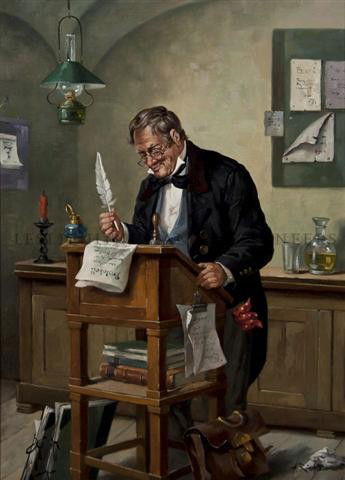 Hermann Richter, , Judges Chambers and The Court C: Hermann Richter Judges Chambers and The Court Clerk oil on canvas each signed (lower right) each 15 1/2 x 11 3/4 inches.