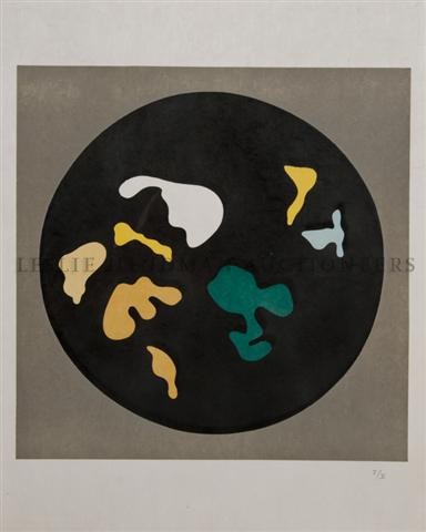 After Jean Arp, (French, 1886-1966), Untitled: After Jean Arp (French, 1886-1966) Untitled color woodcut edition I/X 13 1/2 x 13 1/2 inches.