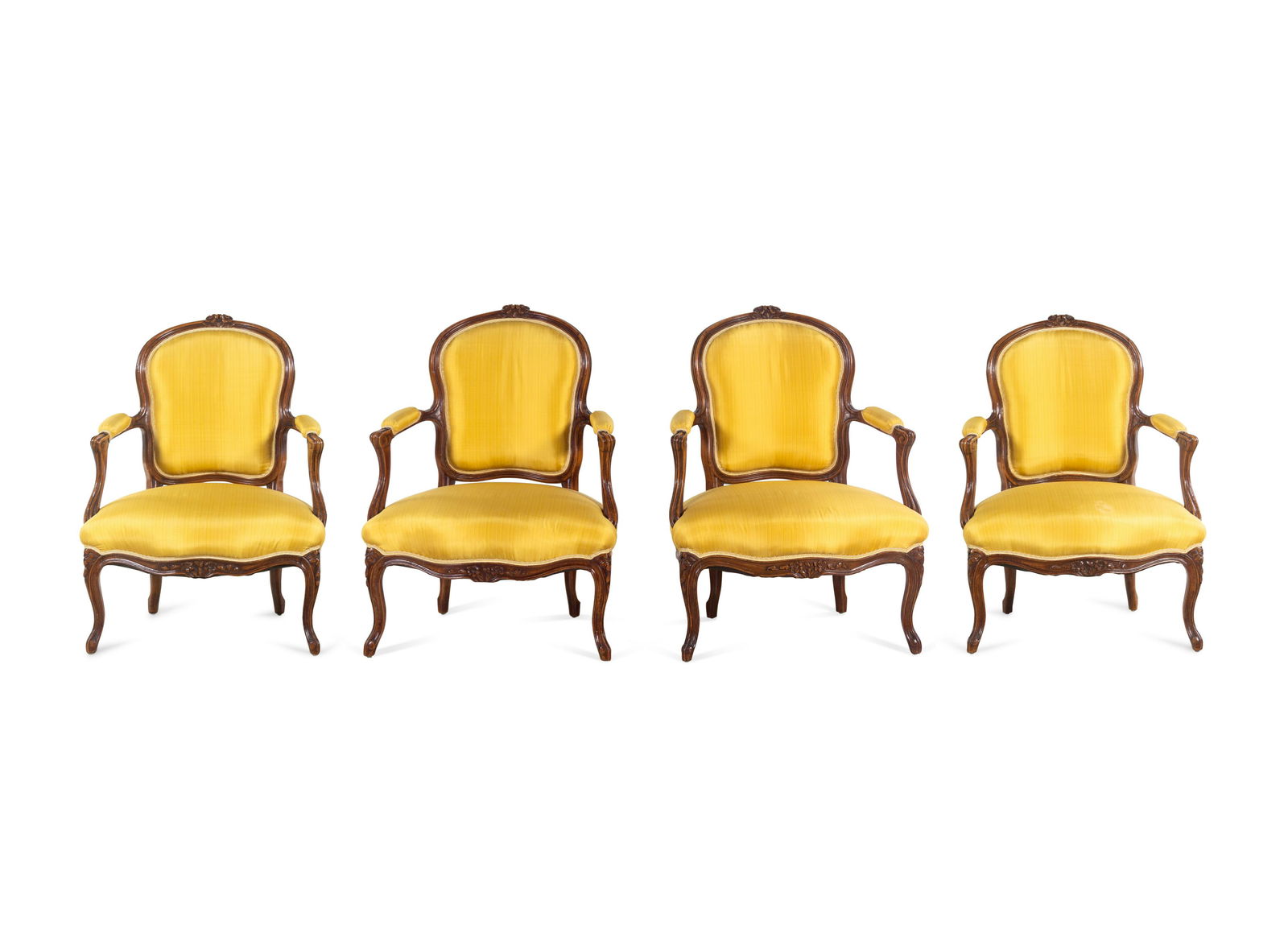 A Set of Four Louis XV Style Walnut Fauteuils (1 of 4)